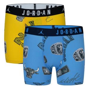 Jordan Big Kids' 2-Pack Printed Boxer Briefs - Blue/Yellow