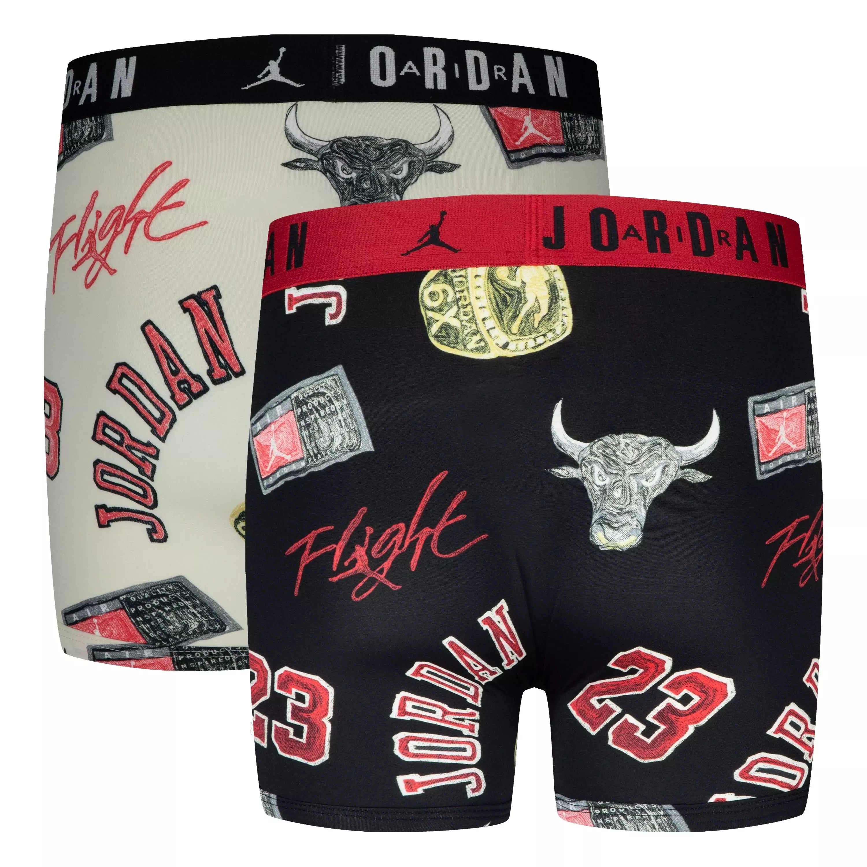 Jordan Big Kids' 2-Pack Printed Boxer Briefs - Black/White - BLACK/WHITE