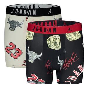 Jordan Big Kids' 2-Pack Printed Boxer Briefs - Black/White