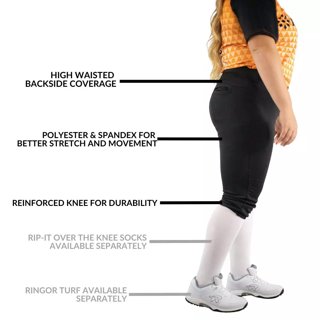 RIP-IT Women's Revolution Curvy Softball Pants - Black - BLACK