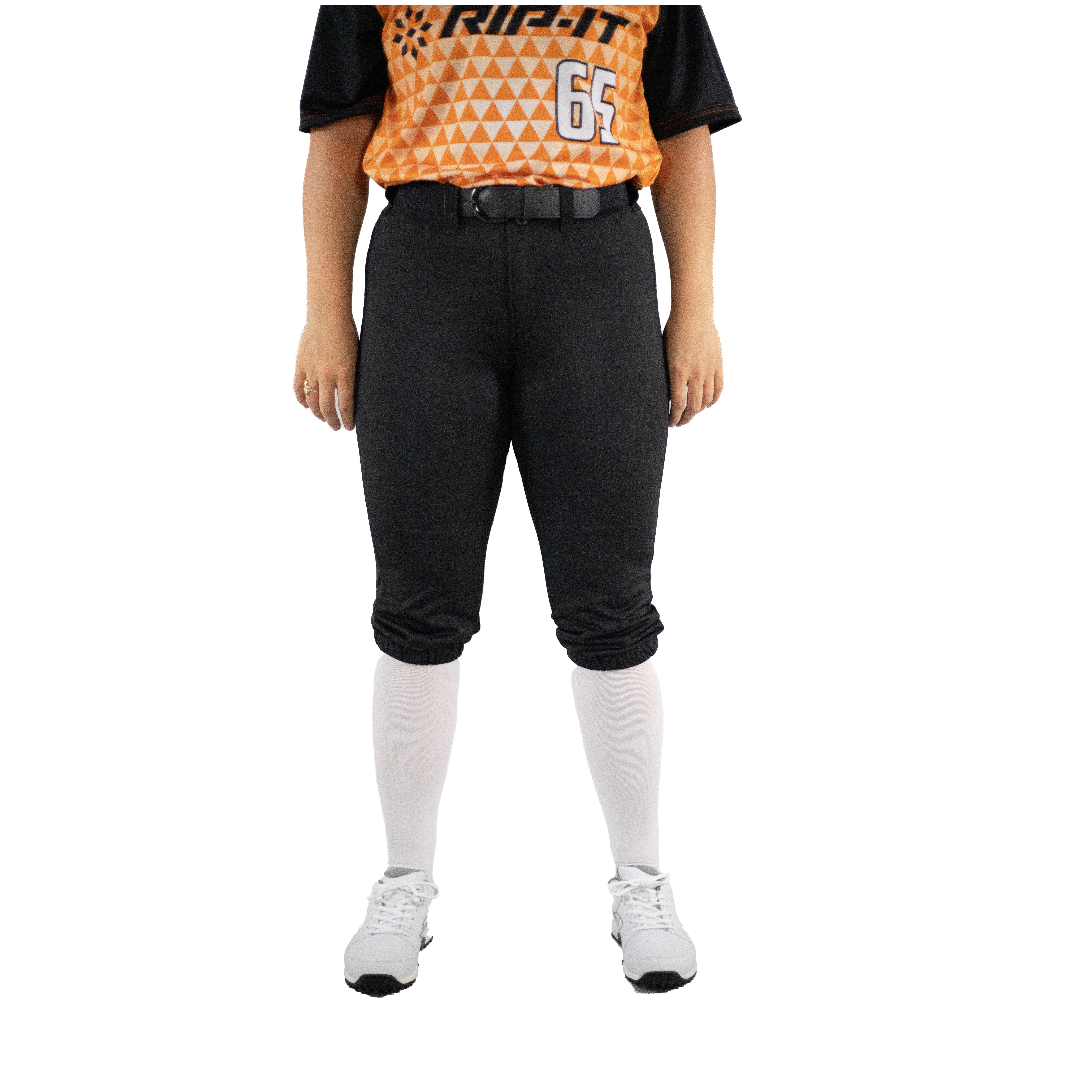 RIP-IT Women's Revolution Softball Pants - Athletic Fit - BLACK Thumbnail View 1