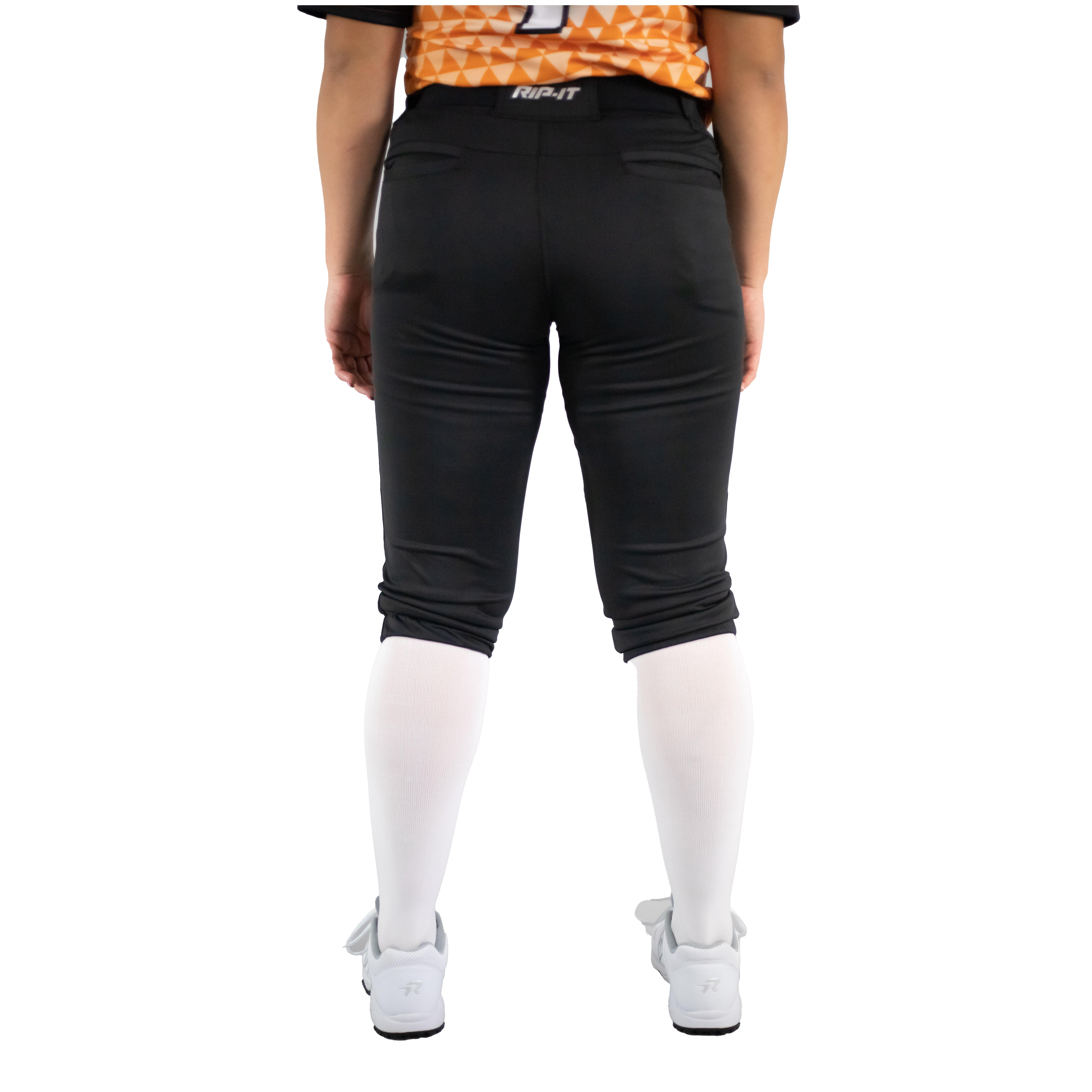 RIP-IT Women's Revolution Softball Pants - Athletic Fit - BLACK Thumbnail View 2