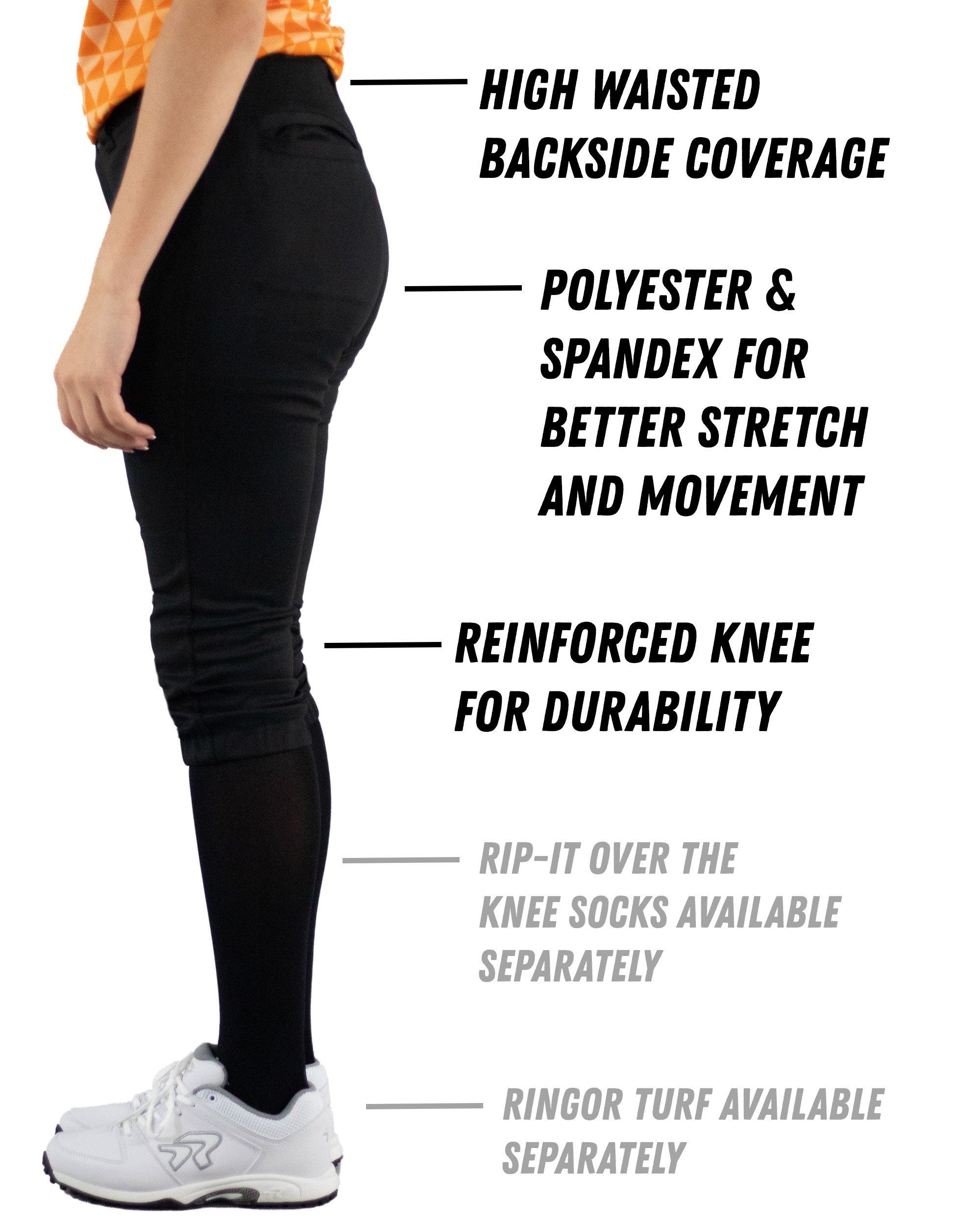 RIP-IT Women's Revolution Straight Softball Pants - Black - BLACK Thumbnail View 6