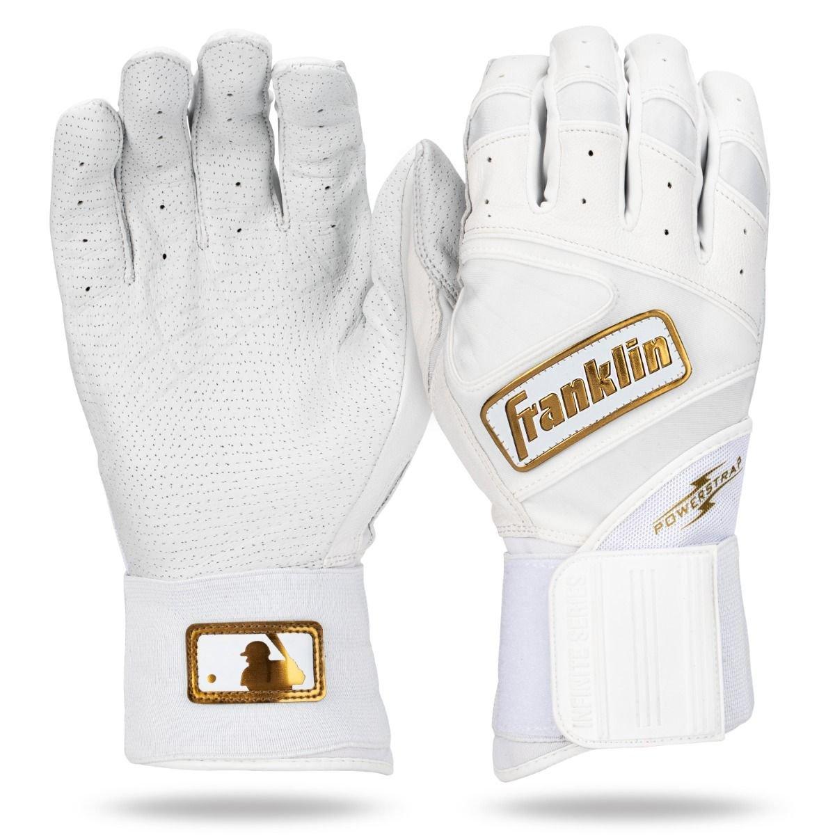 Franklin MLB Infinite Powerstrap Baseball Batting Gloves White