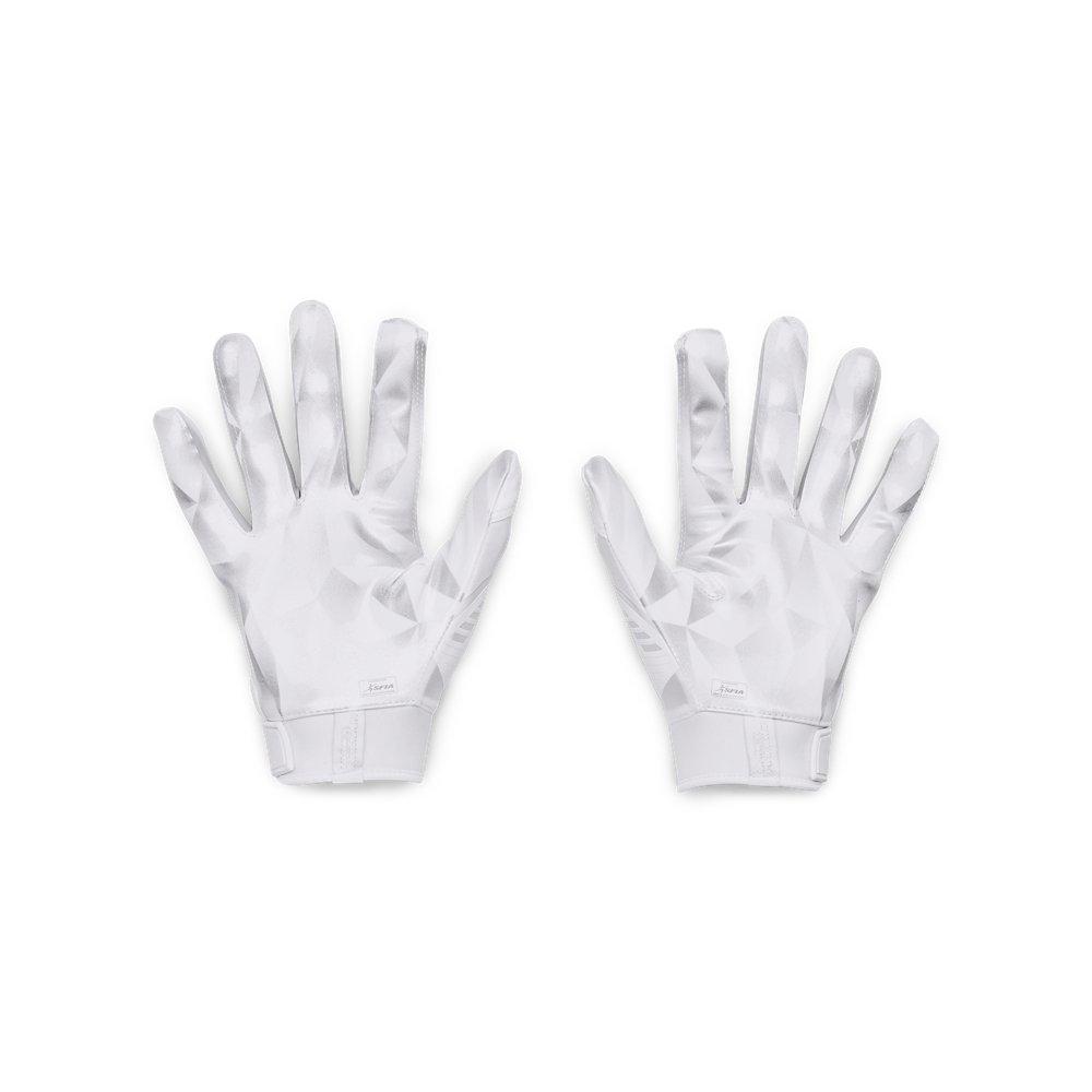 Under Armour F9 Adult Receiver Football Gloves - White/Silver - WHITE/SILVER Thumbnail View 2