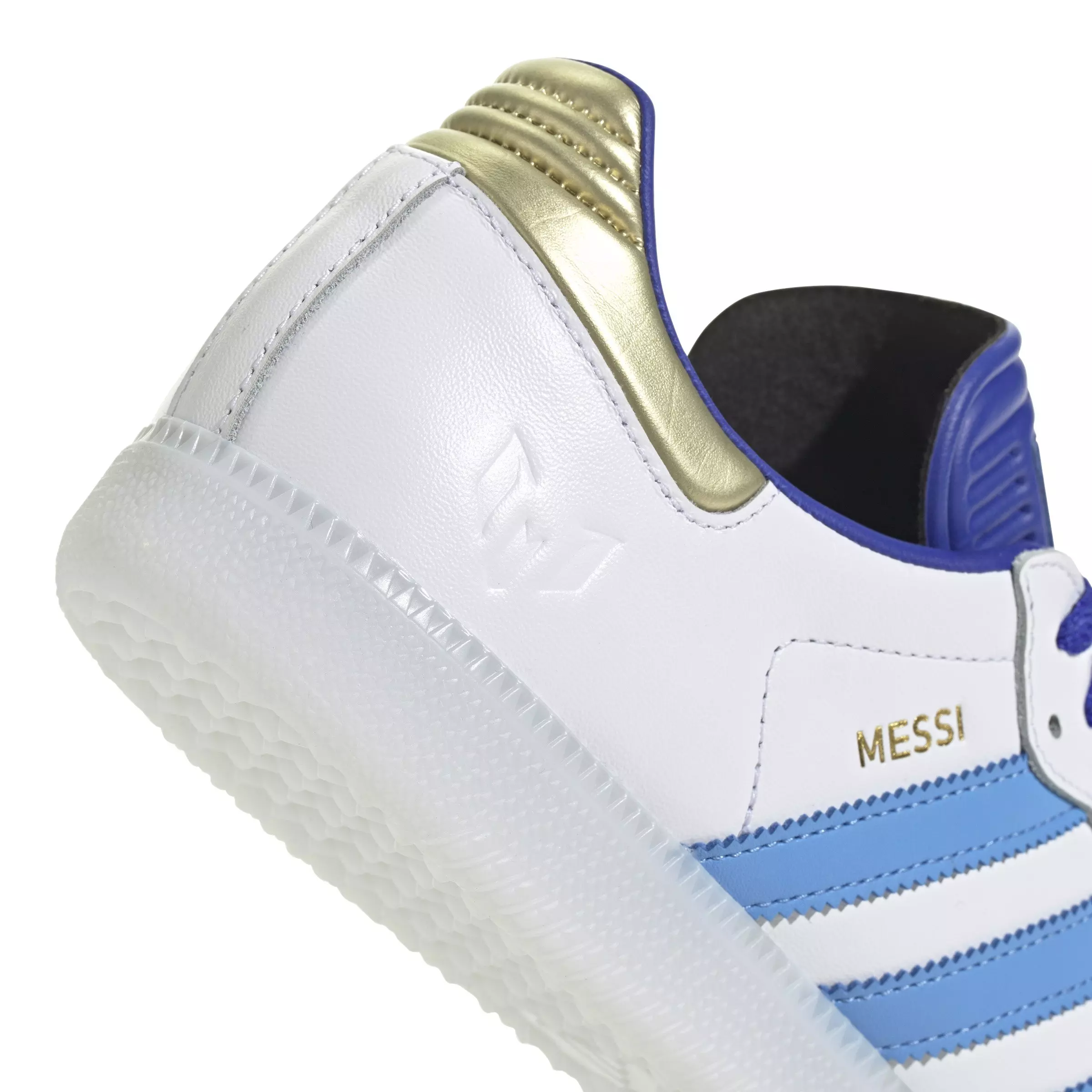 adidas Originals Samba Messi "Ftwr White/Royal" Men's Indoor Soccer Shoe - WHITE/ROYAL