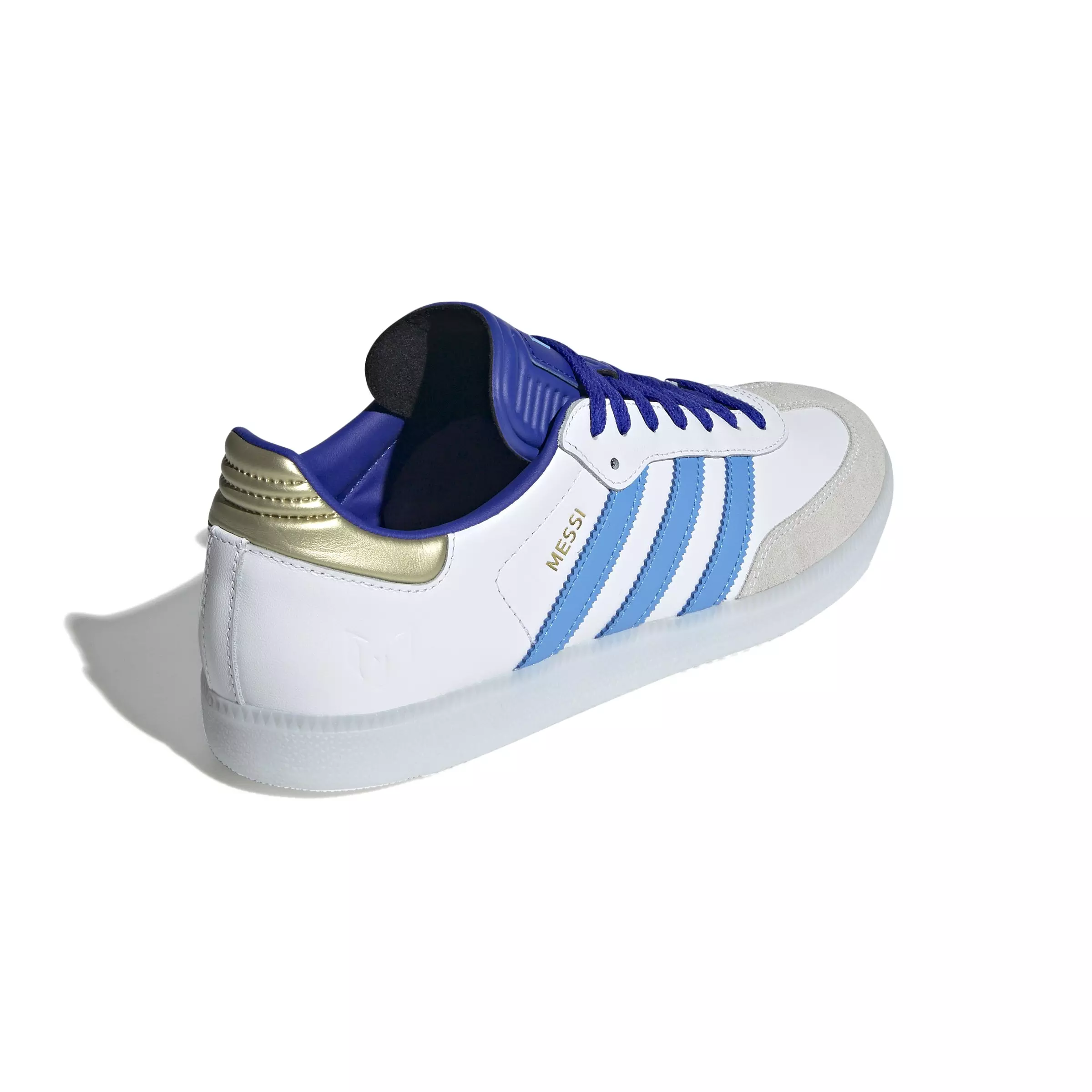 adidas Originals Samba Messi "Ftwr White/Royal" Men's Indoor Soccer Shoe - WHITE/ROYAL