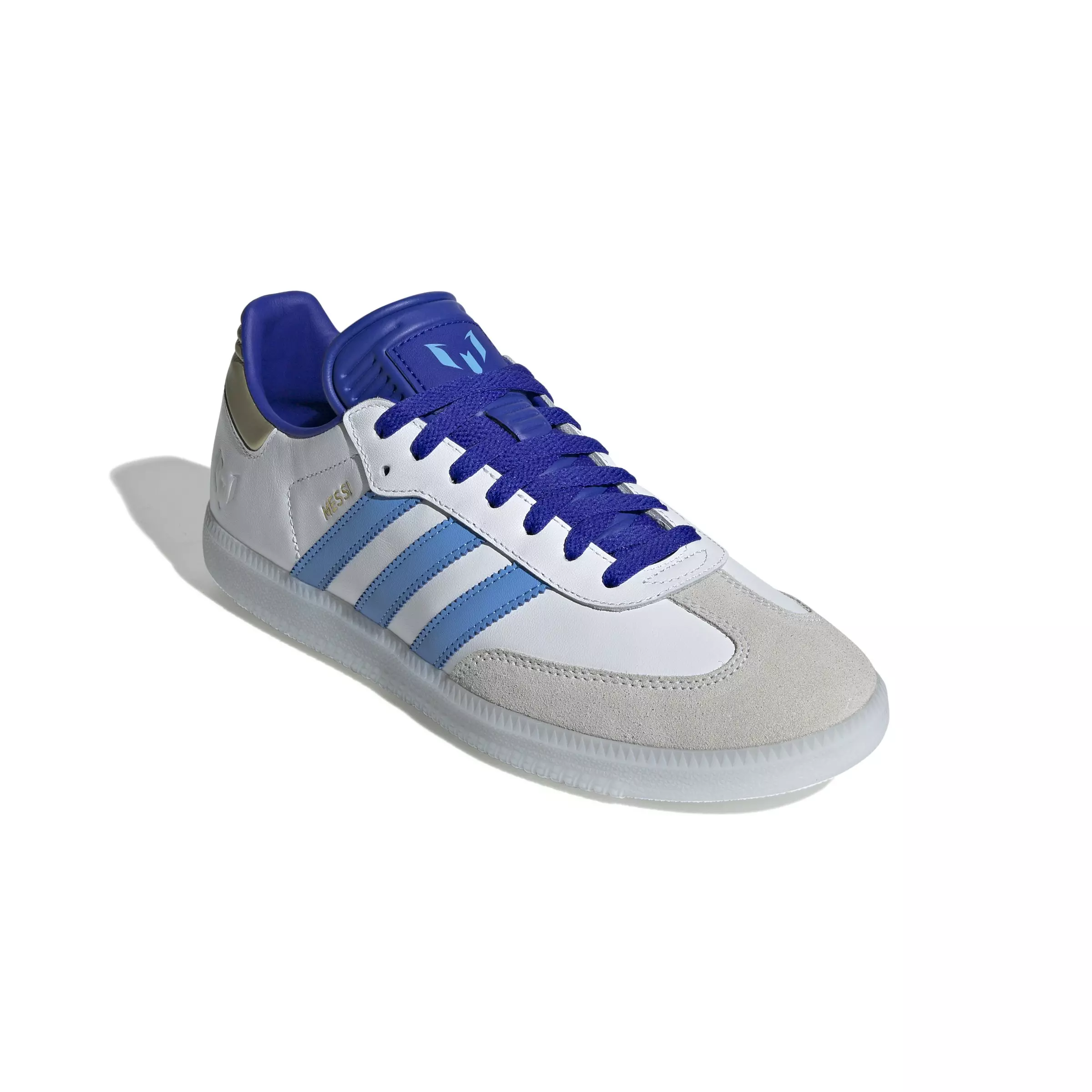 adidas Originals Samba Messi "Ftwr White/Royal" Men's Indoor Soccer Shoe - WHITE/ROYAL