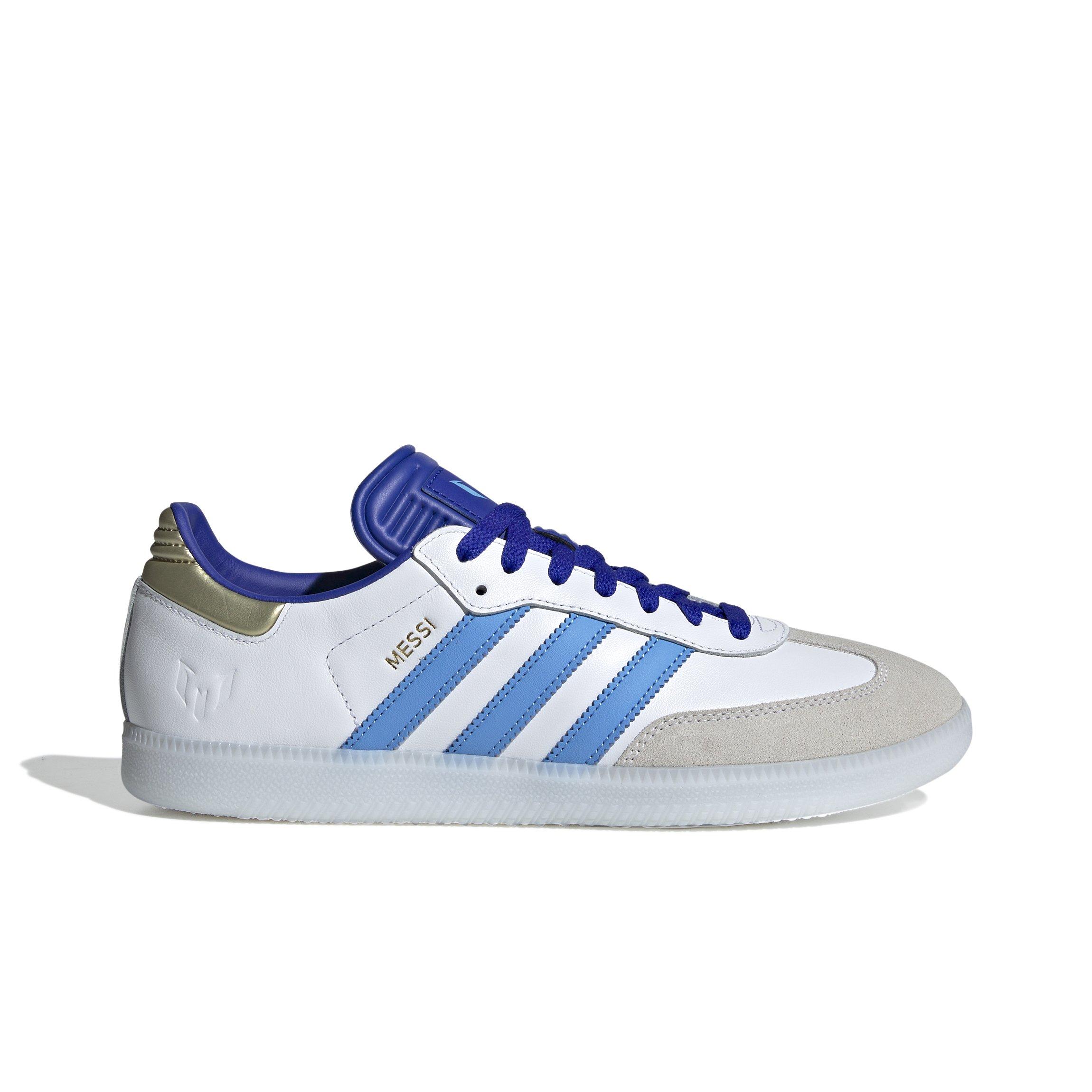 adidas Originals Samba Messi "Ftwr White/Royal" Men's Indoor Soccer Shoe - WHITE/ROYAL Thumbnail View 1