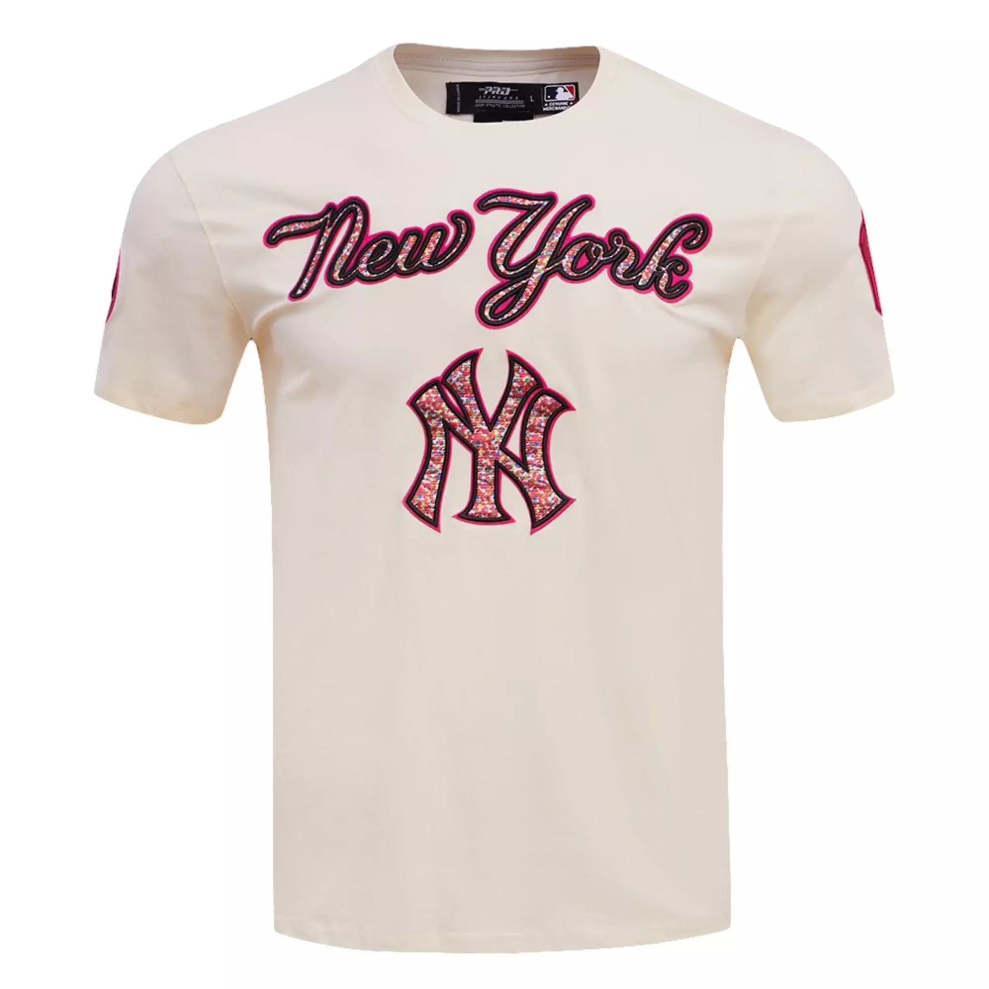 Pro Standard Men's New York Yankees MLB Confetti Short Sleeve-Cream - CREAM