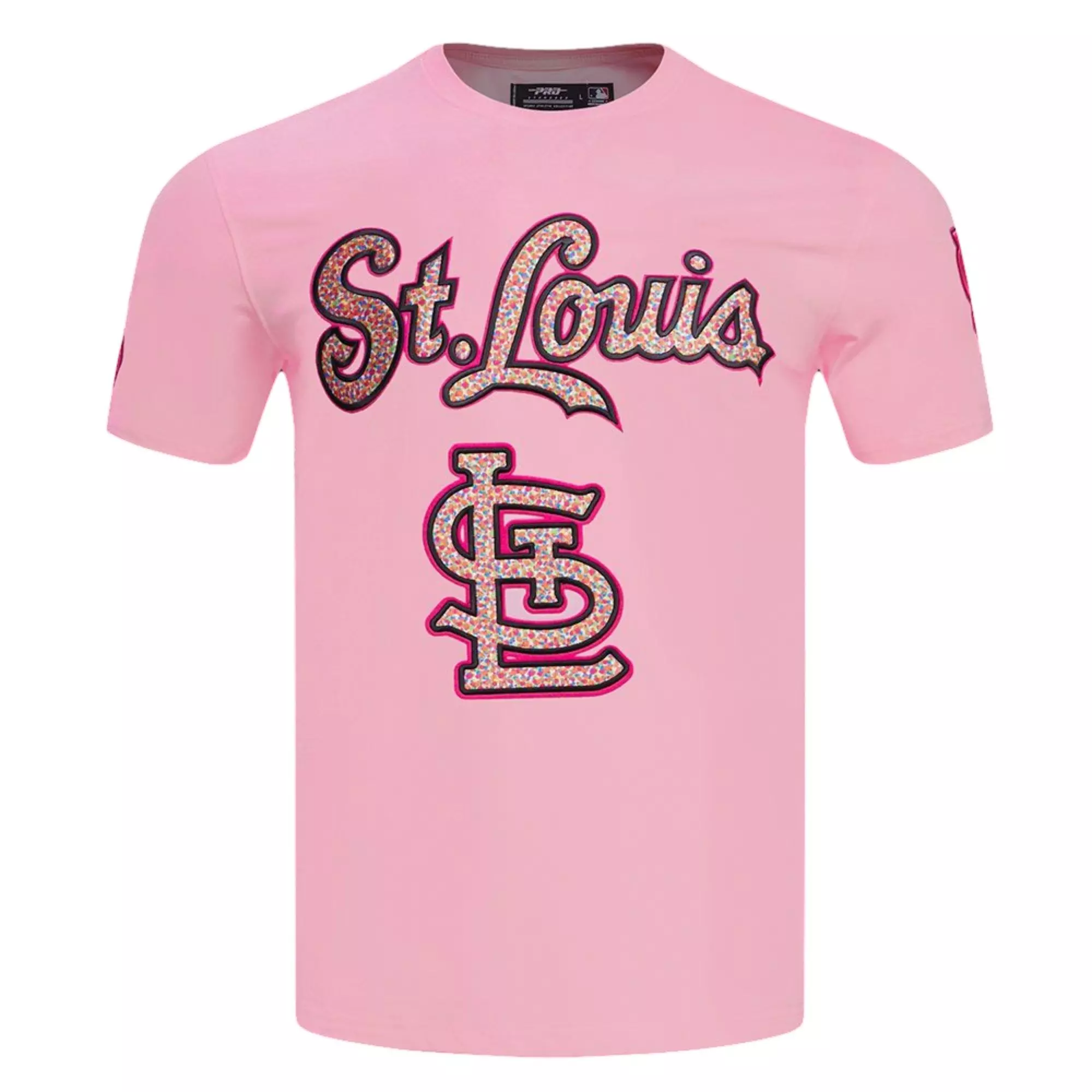 Pro Standard Men's St. Louis Cardinals MLB Confetti Short Sleeve Tee-Pink - PINK