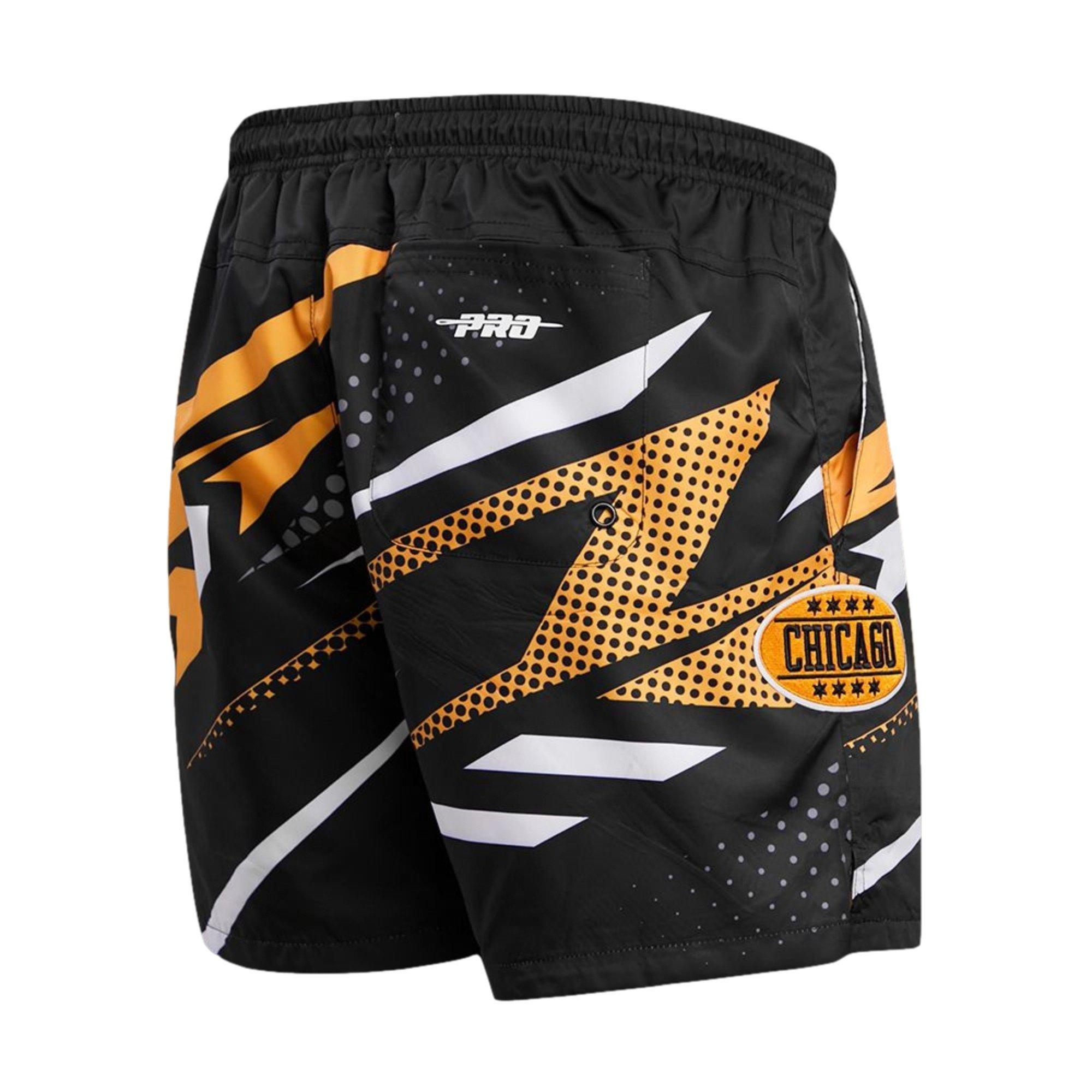 Pro Standard Men's Chicago Bulls Retro 1 "Yellow Ohcre" Shorts - BLACK/YELLOW Thumbnail View 2