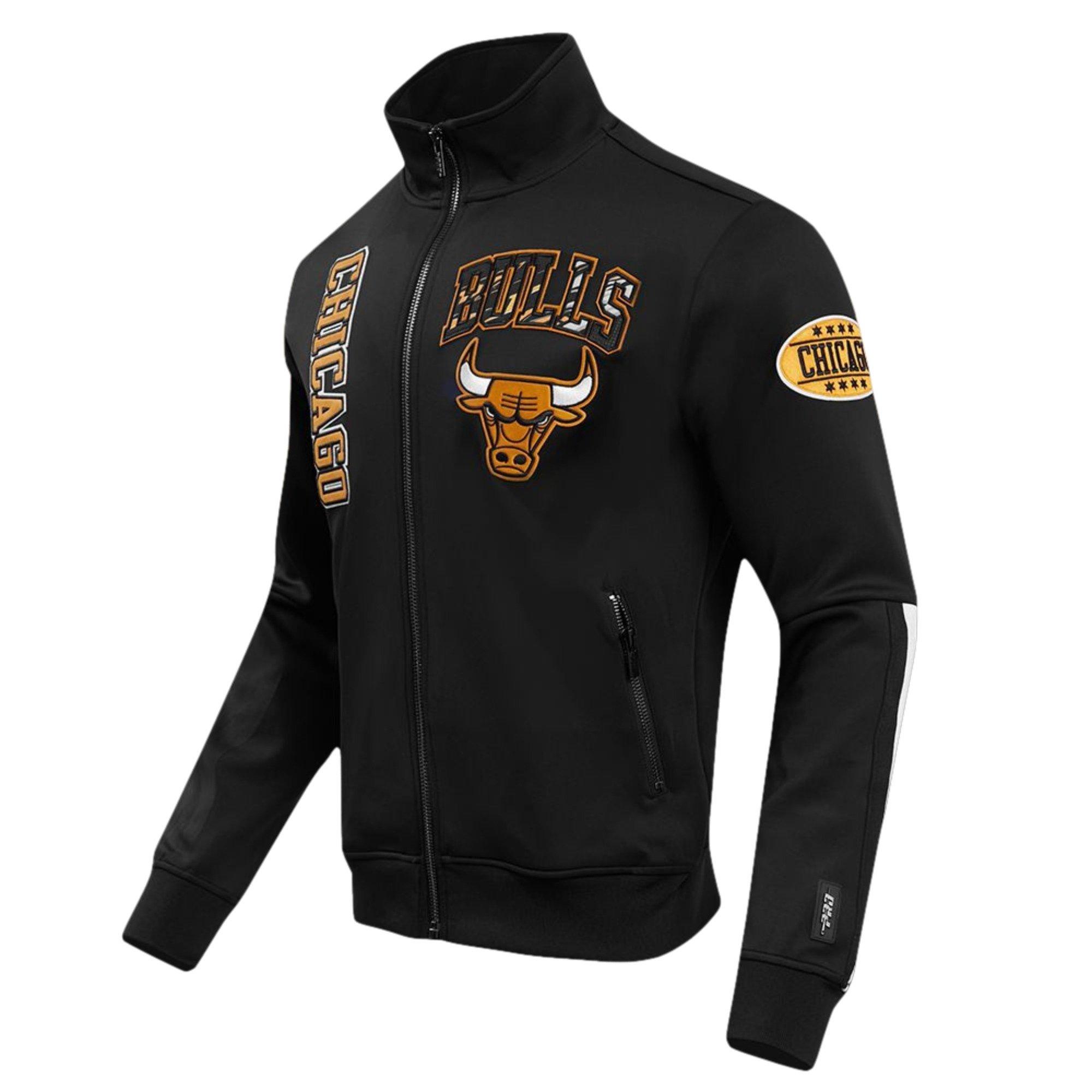 Pro Standard Men's Chicago Bulls Retro 1 "Yellow Ohcre" Track Jacket - BLACK/YELLOW Thumbnail View 1