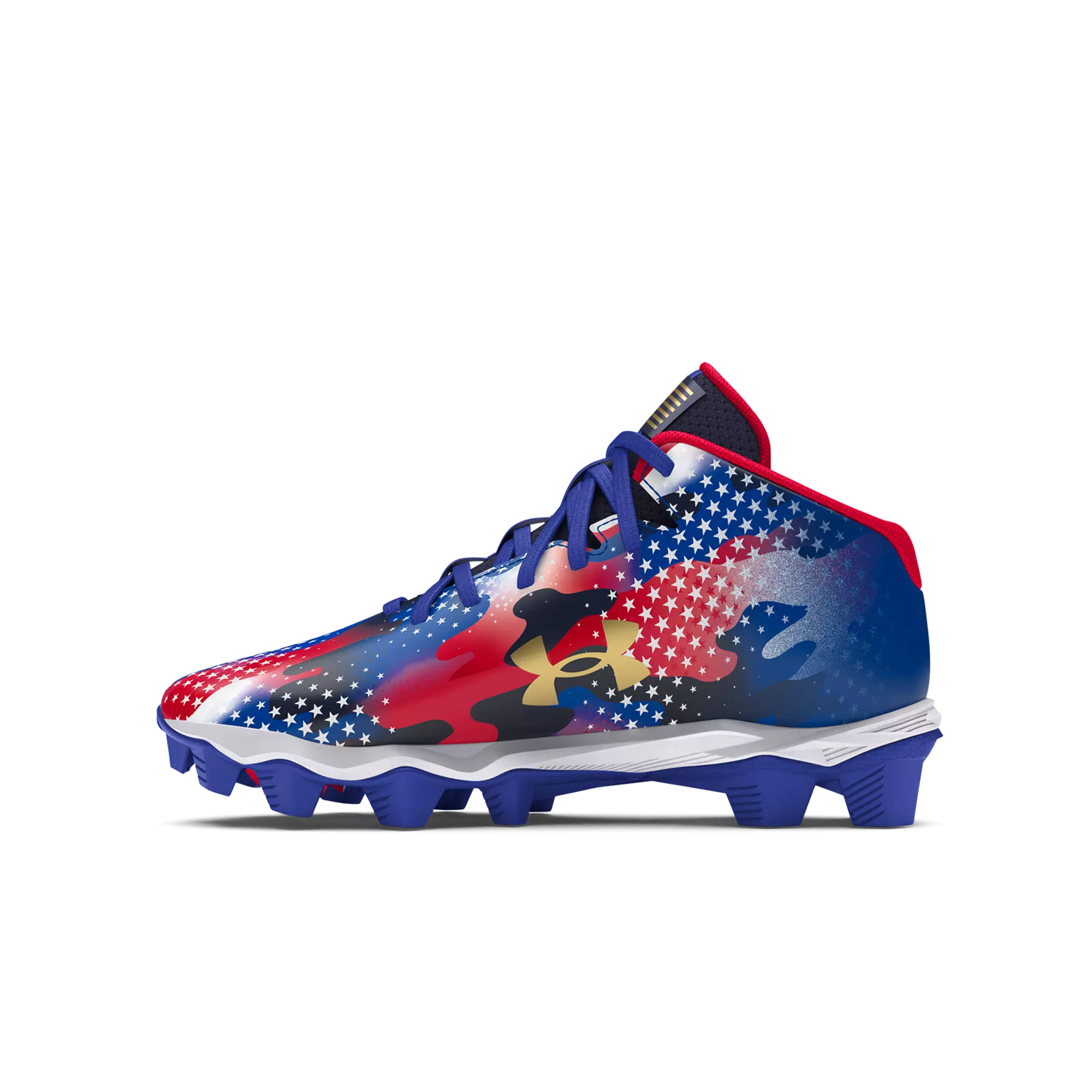 Under Armour Spotlight 4 RM "USA" Grade School Boys' Football Cleat - BLUE/GOLD