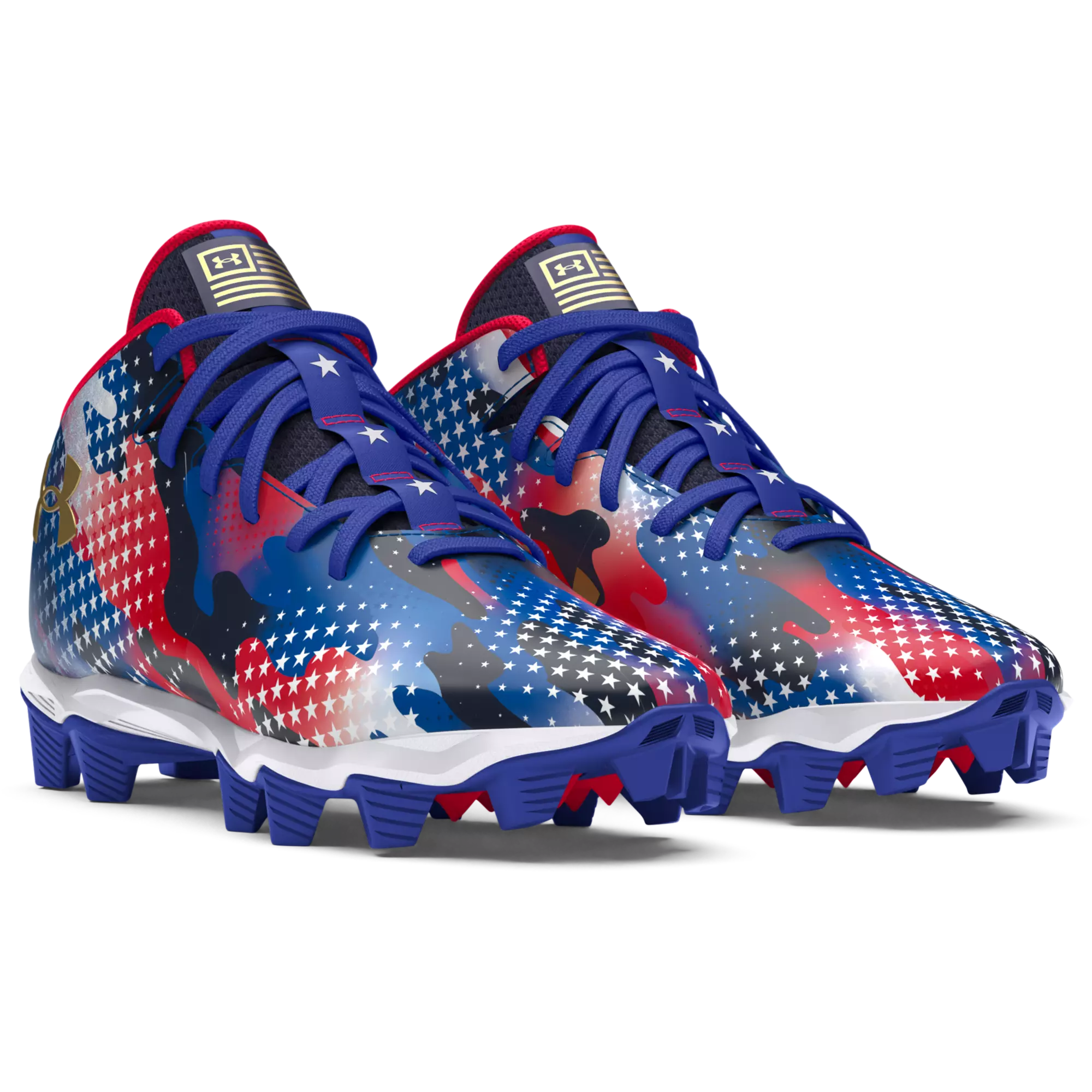 Under Armour Spotlight 4 RM "USA" Grade School Boys' Football Cleat - BLUE/GOLD