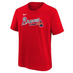 Nike Youth Atlanta Braves Ronald Acuna Jr. Name & Number MLB Short Sleeve Tee-Red