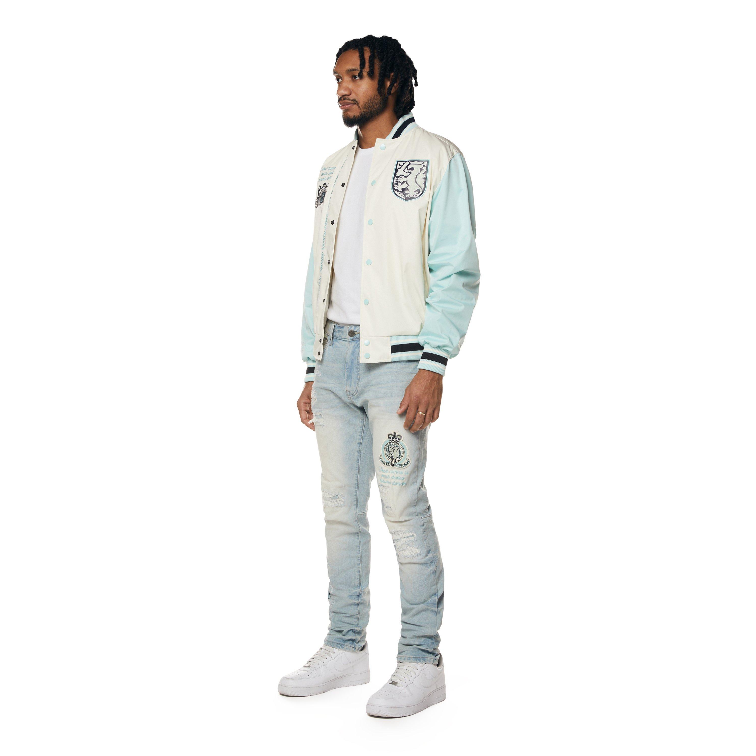 Grindhouse Men's Varsity Nylon Jacket - WHITE/BLUE