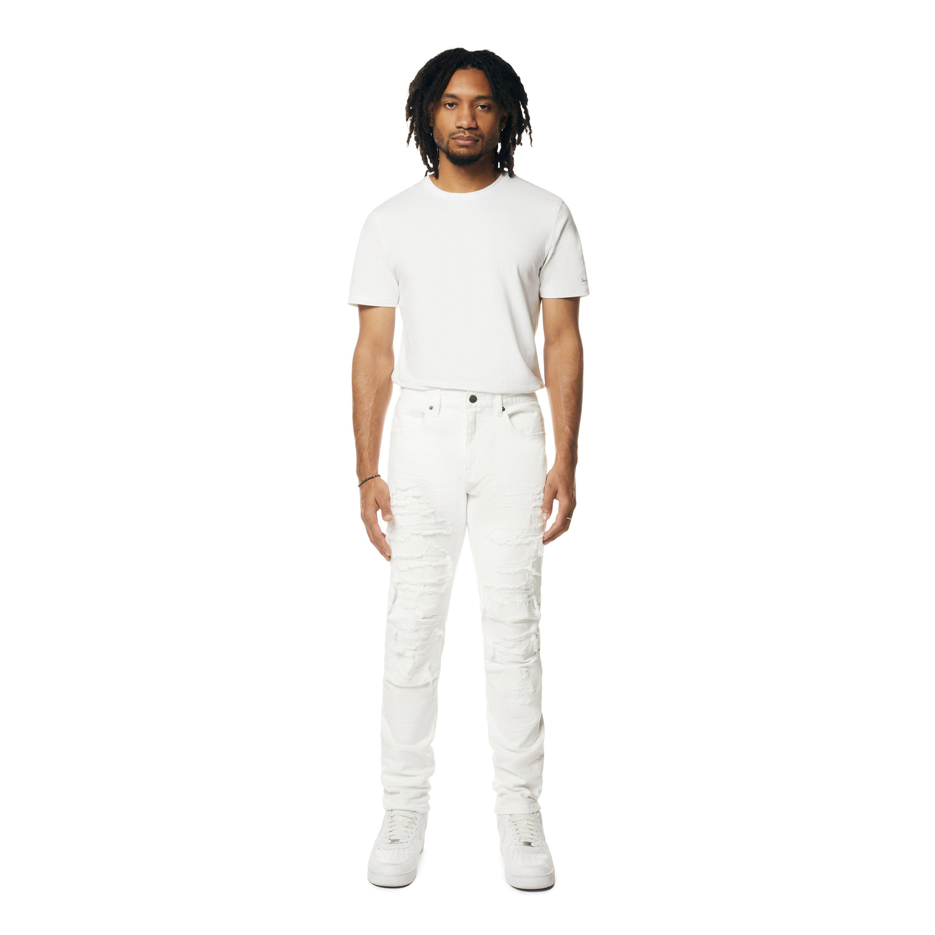 Grindhouse Men's Rip N Tear Slim Fit Denim Jeans - White - WHITE