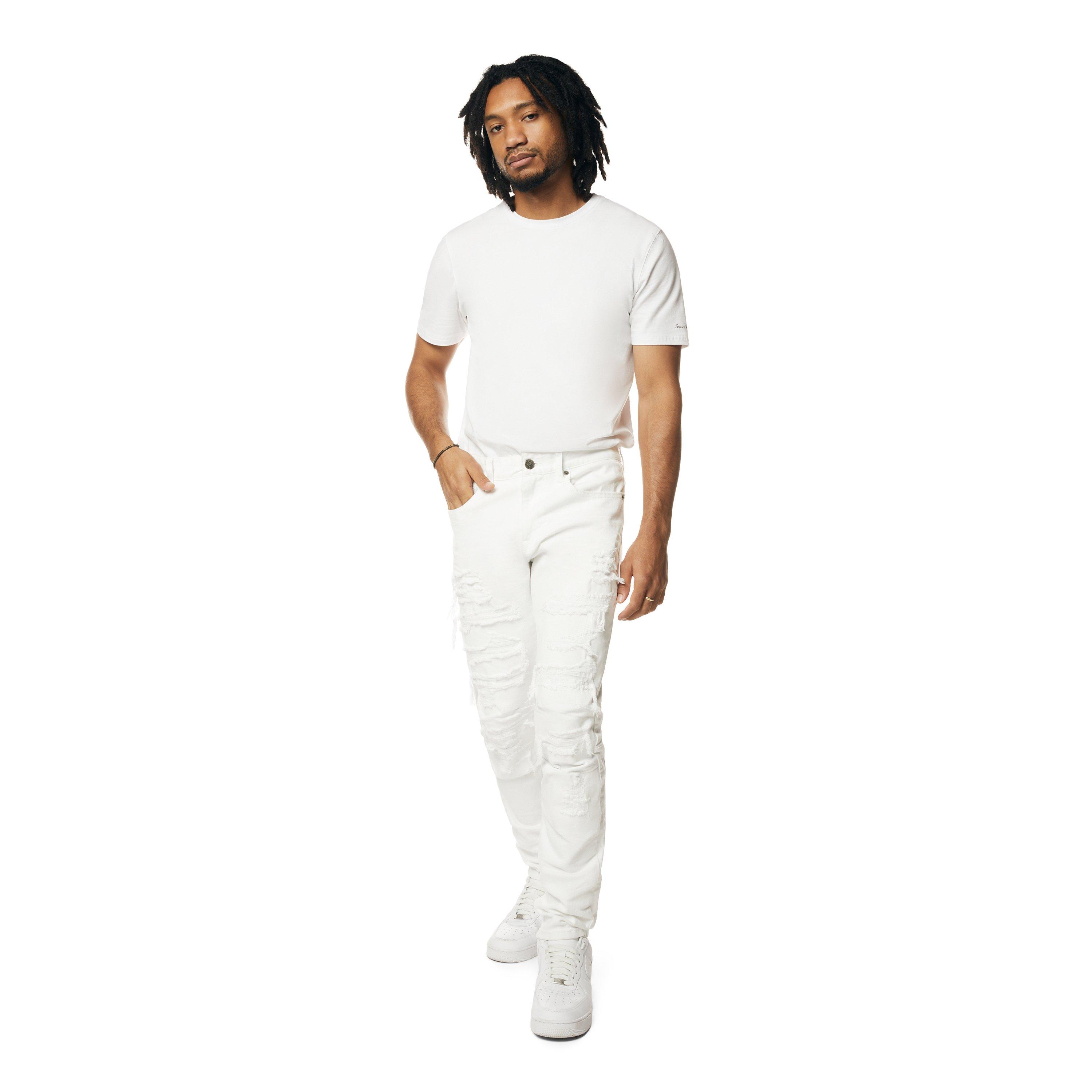 Grindhouse Rip N Tear Slim Fit Denim Men's White Jeans