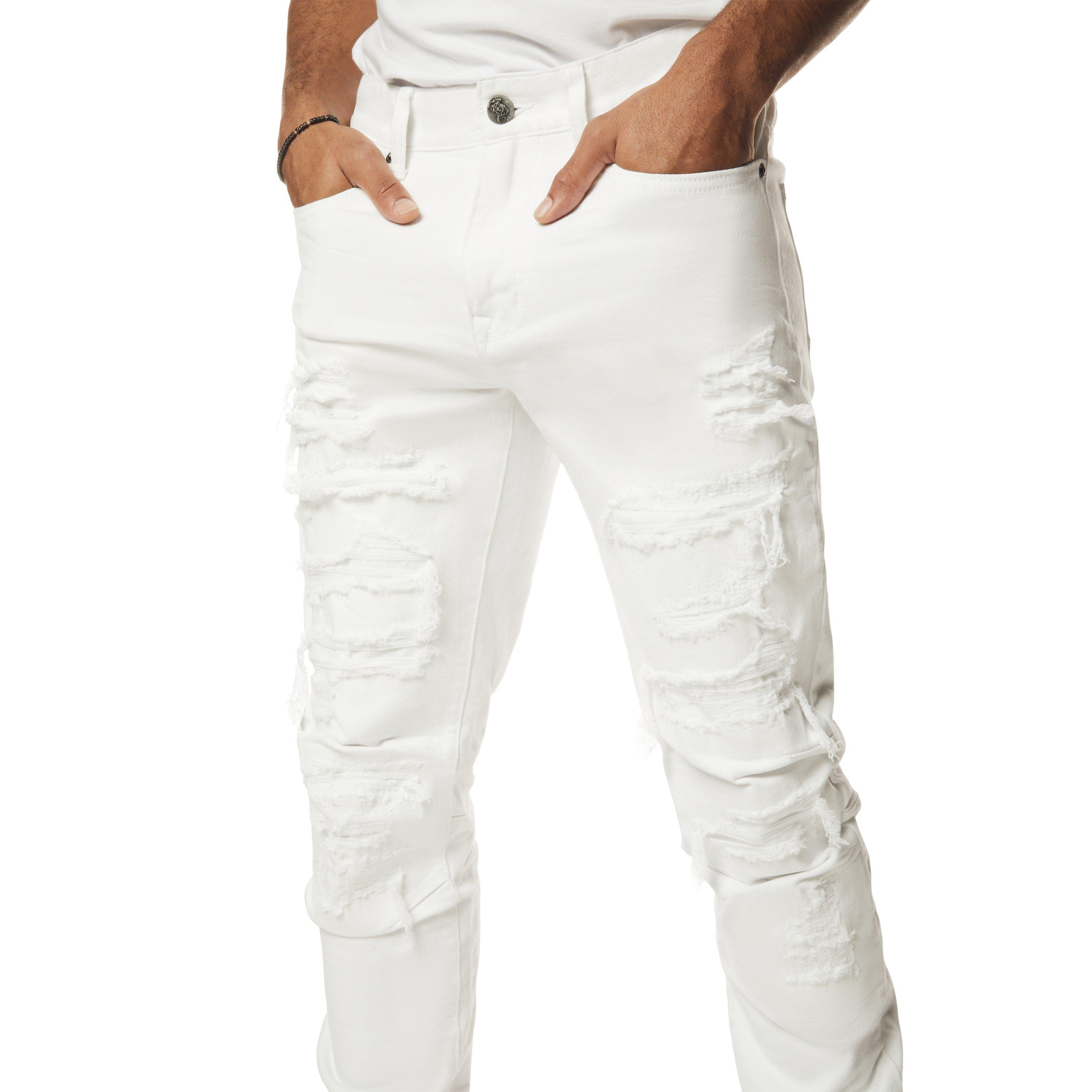 Grindhouse Rip N Tear Slim Fit Denim Men's White Jeans