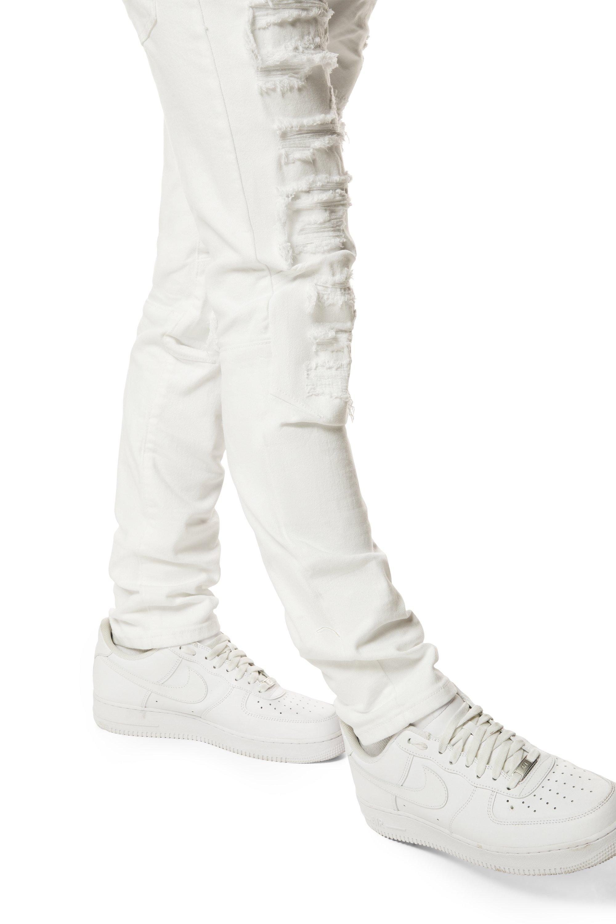 Grindhouse Rip N Tear Slim Fit Denim Men's White Jeans