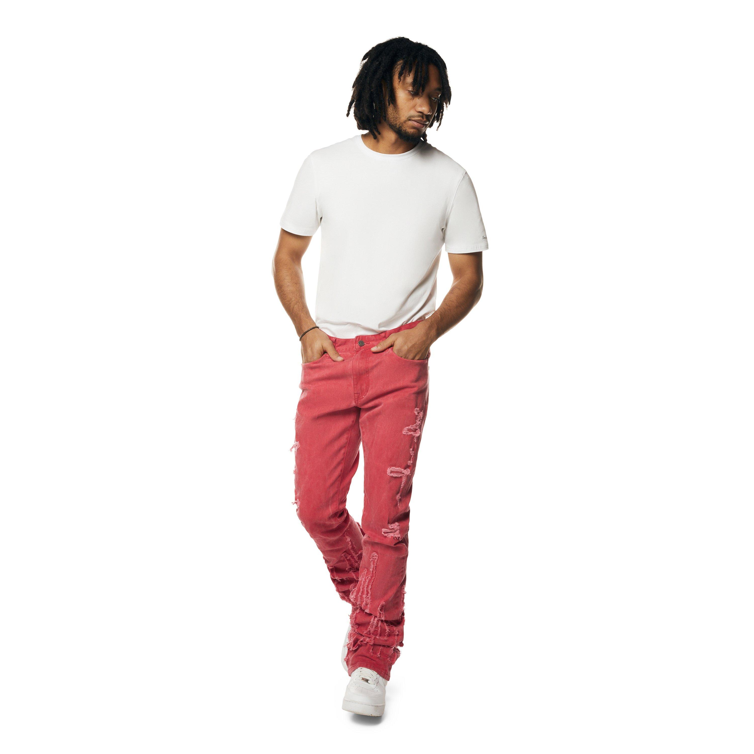 Grindhouse Men's Red Stacked Flare Flame Jeans - RED Thumbnail View 4