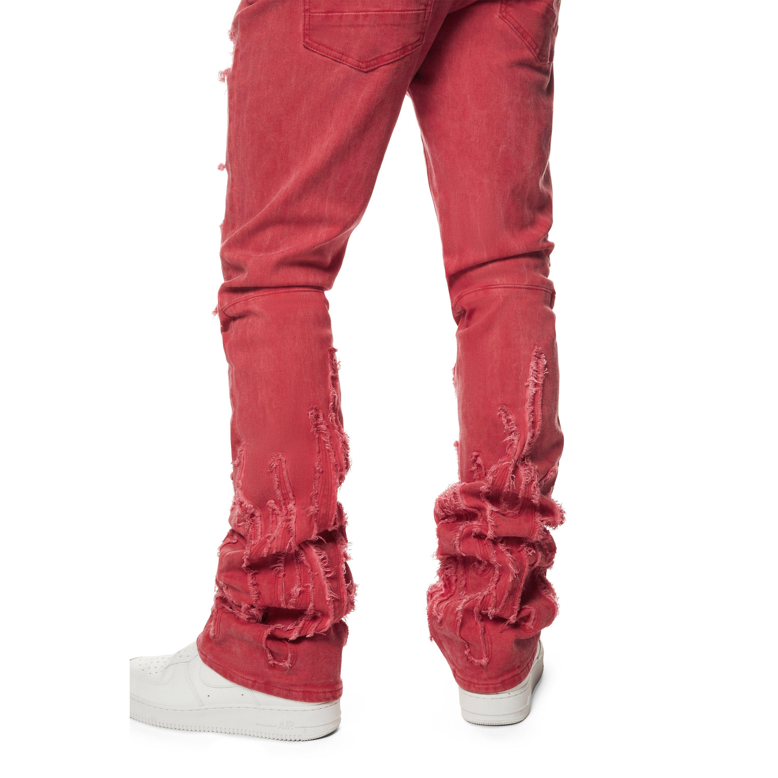Grindhouse Men's Red Stacked Flare Flame Jeans - RED Thumbnail View 6