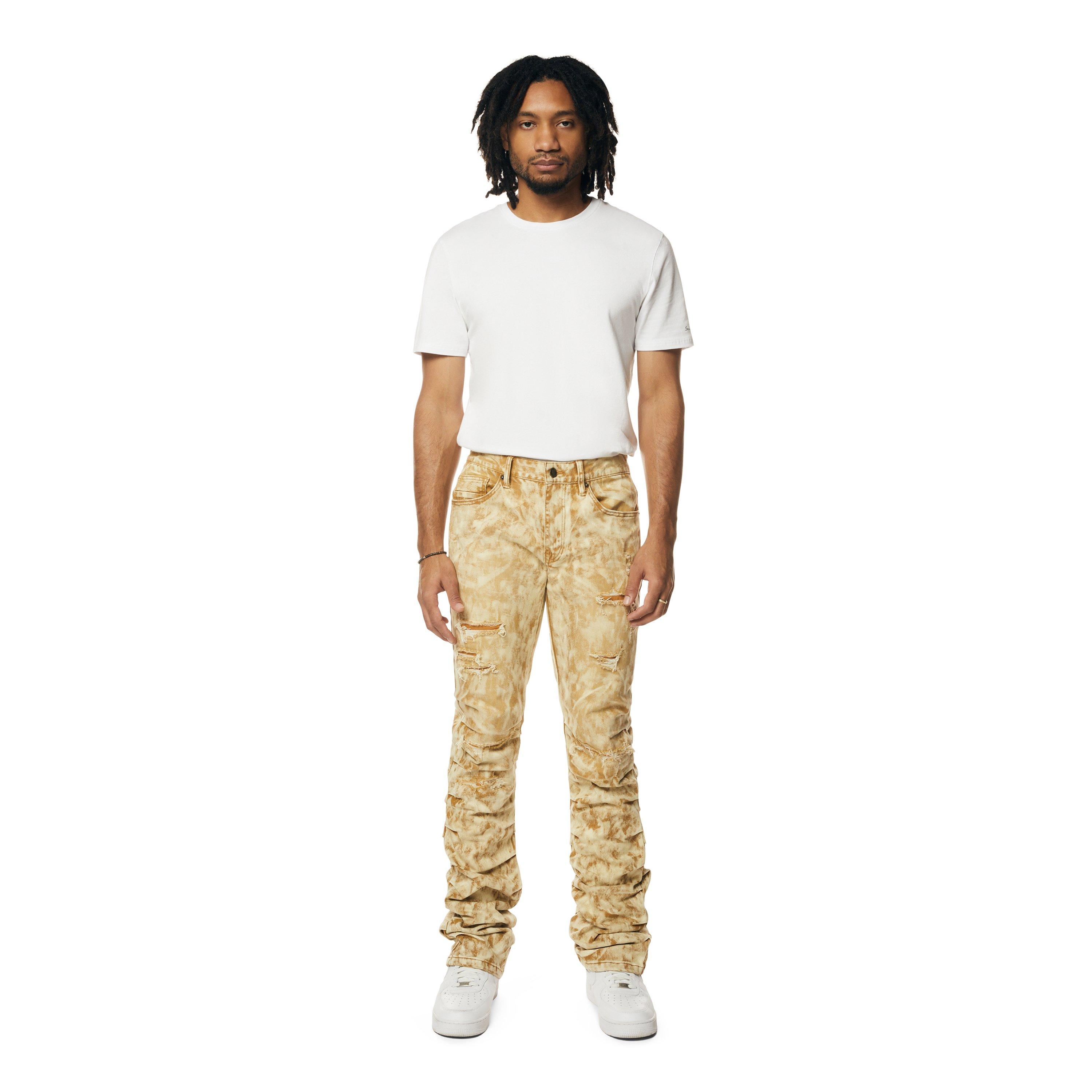 Grindhouse Men's Frappe Lazy Stacked Flare Jeans - BROWN Thumbnail View 1