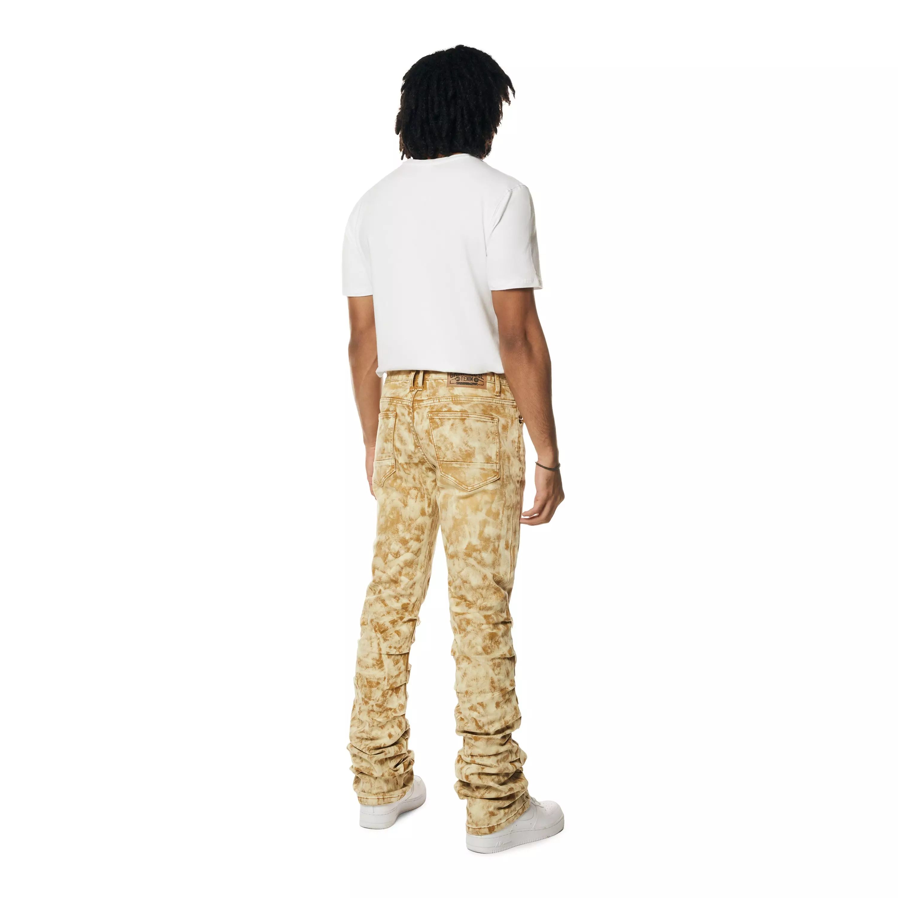 Grindhouse Men's Frappe Lazy Stacked Flare Jeans - BROWN