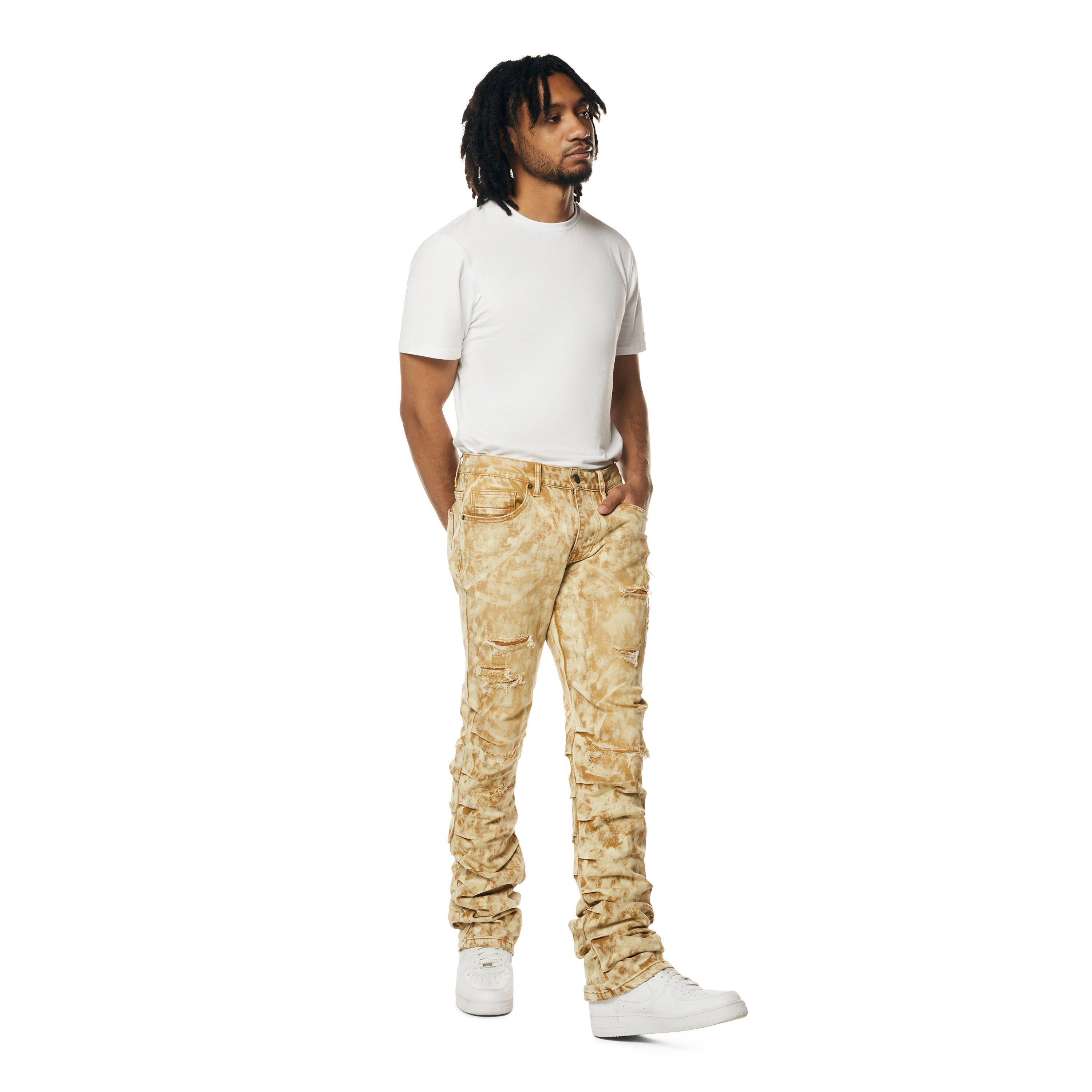 Grindhouse Men's Frappe Lazy Stacked Flare Jeans - BROWN Thumbnail View 4