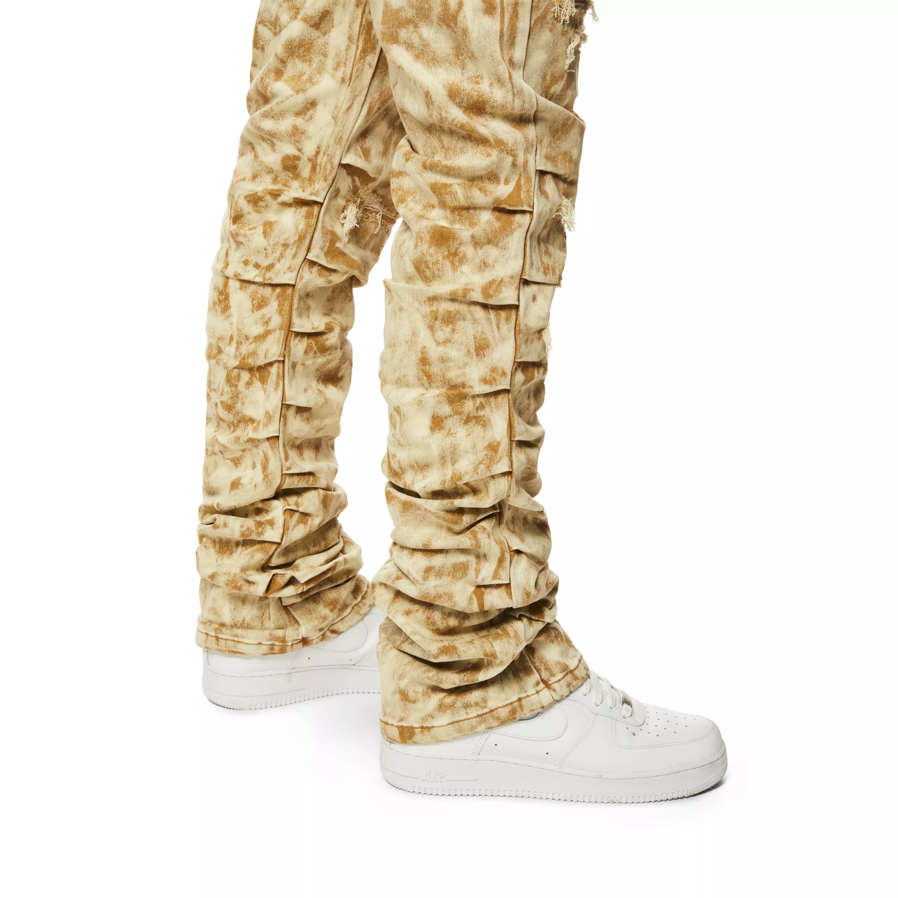 Grindhouse Men's Frappe Lazy Stacked Flare Jeans - BROWN