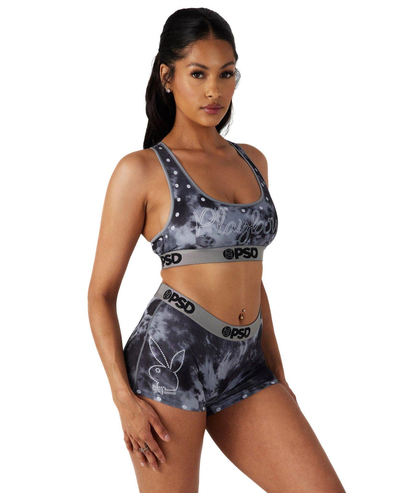 PSD Women's Icy Playboy Bunny Sports Bra - BLACK Thumbnail View 1