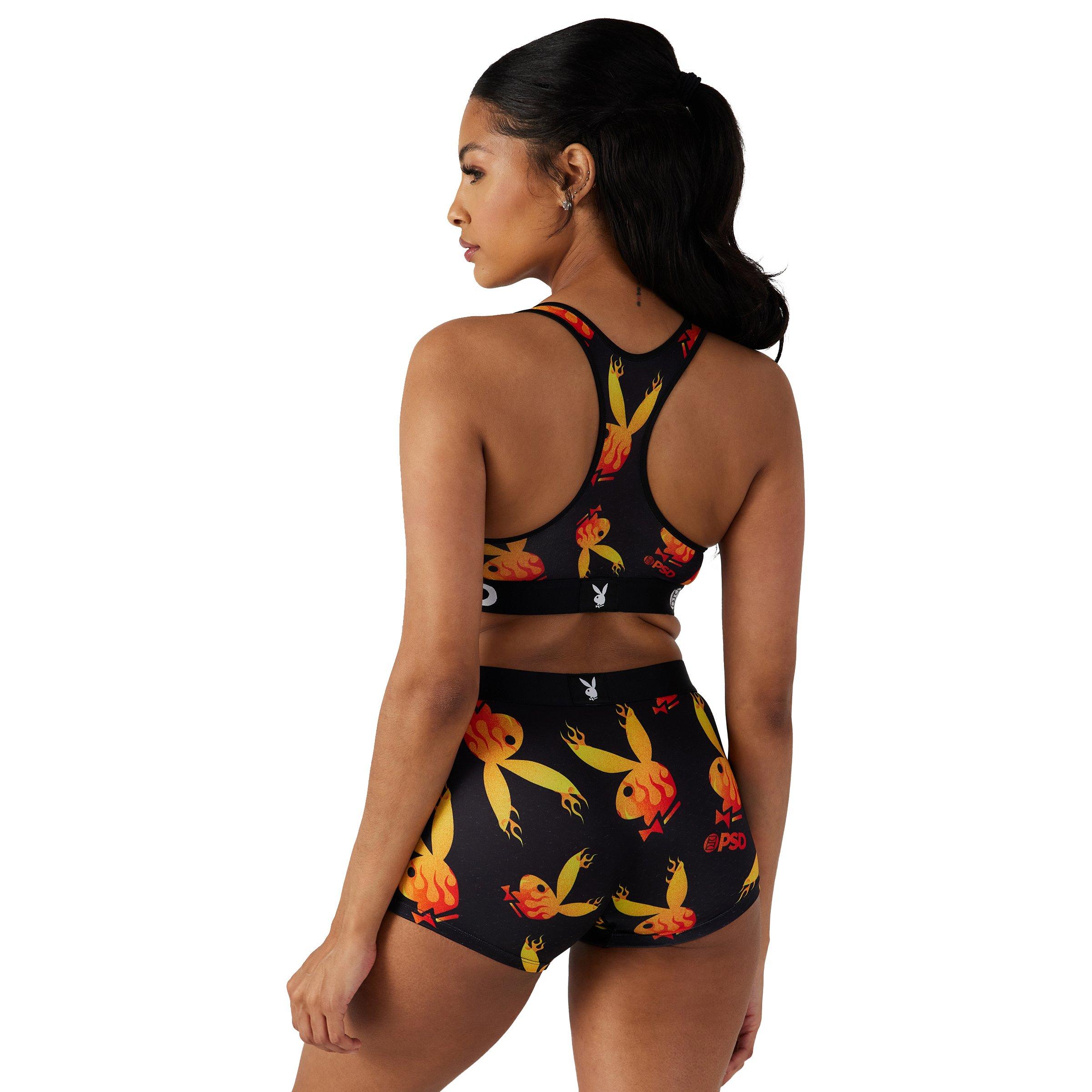 PSD Women's Playboy Flames Sports Bra - BLACK Thumbnail View 2