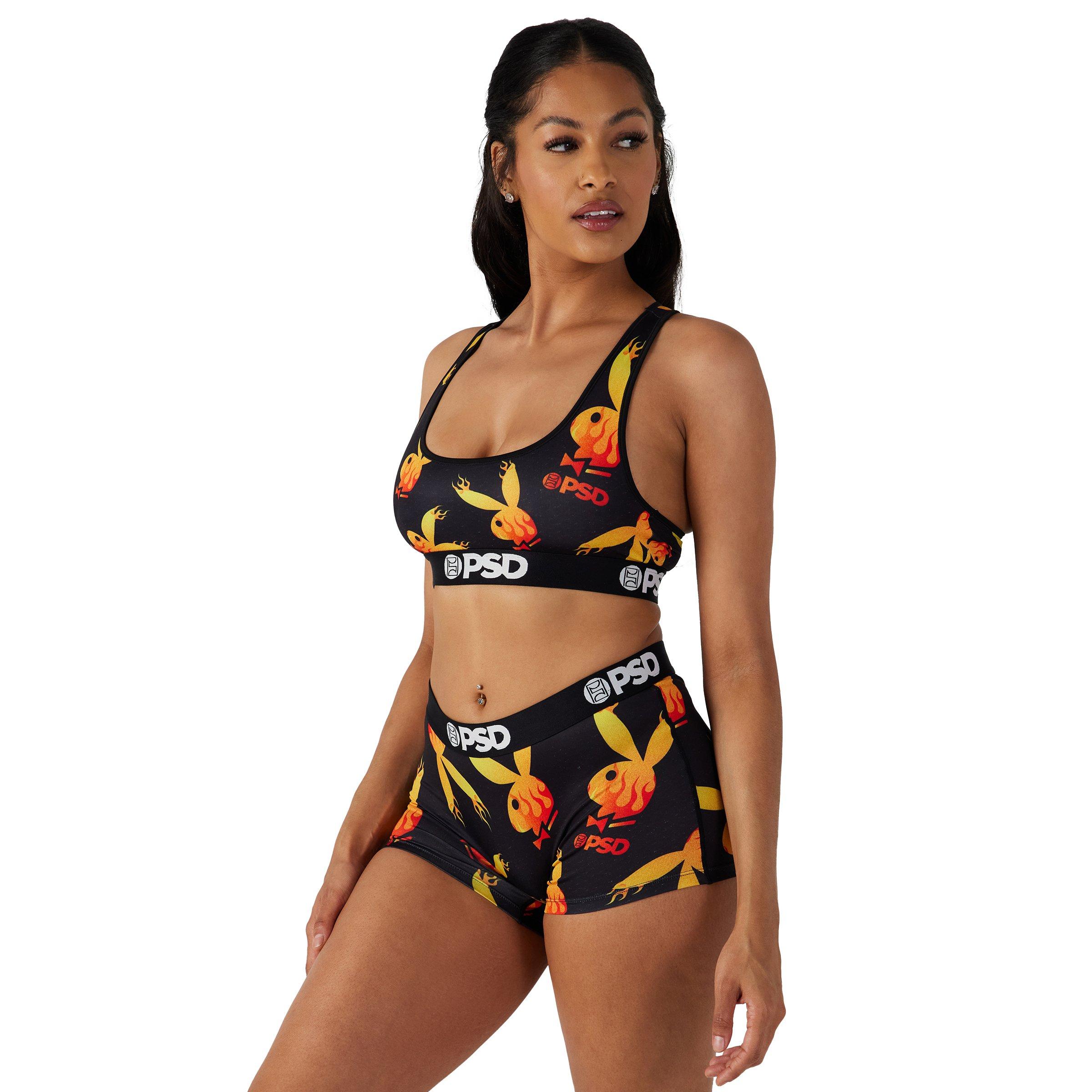 PSD Women's Playboy Flames Sports Bra - BLACK Thumbnail View 3