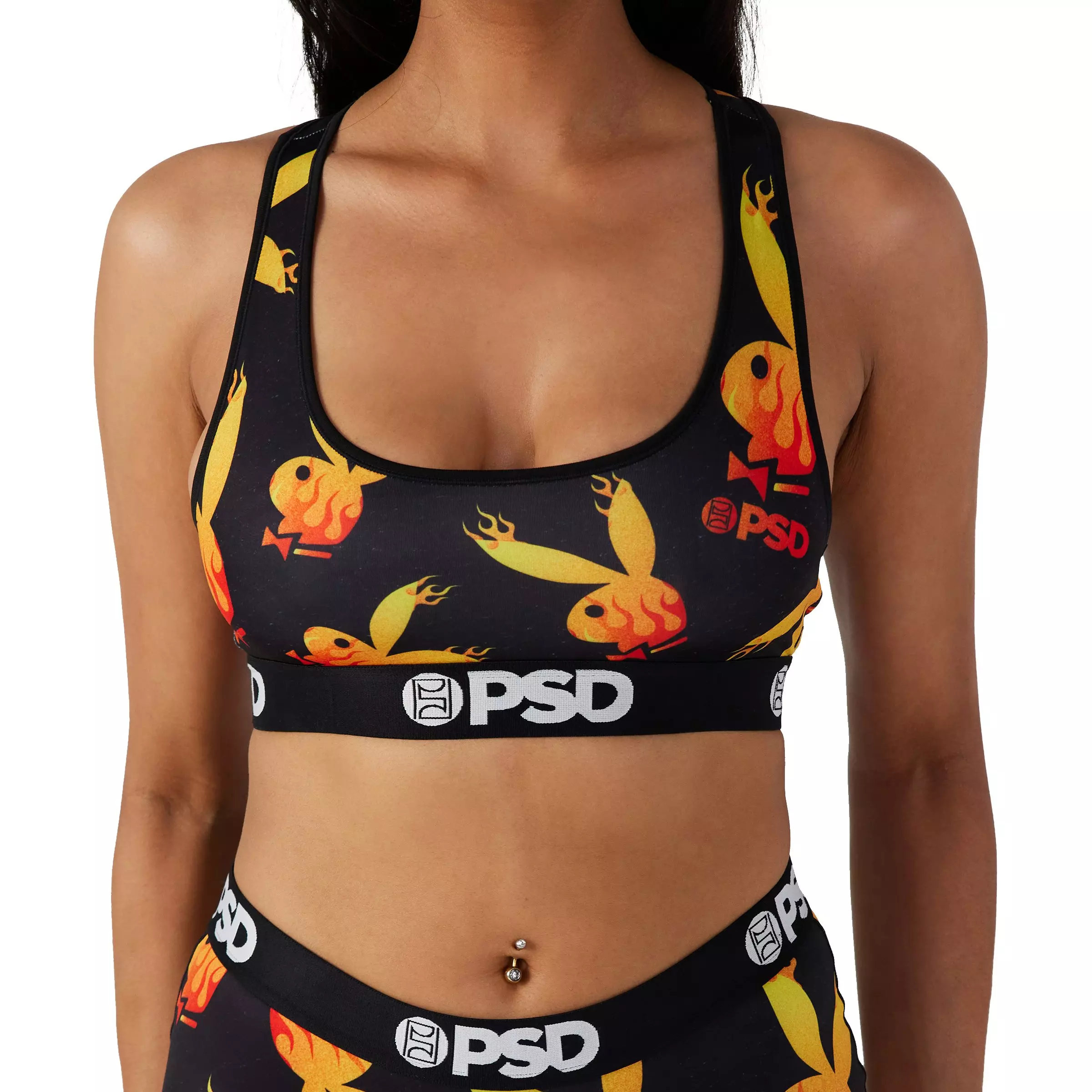PSD Women's Playboy Flames Sports Bra - BLACK