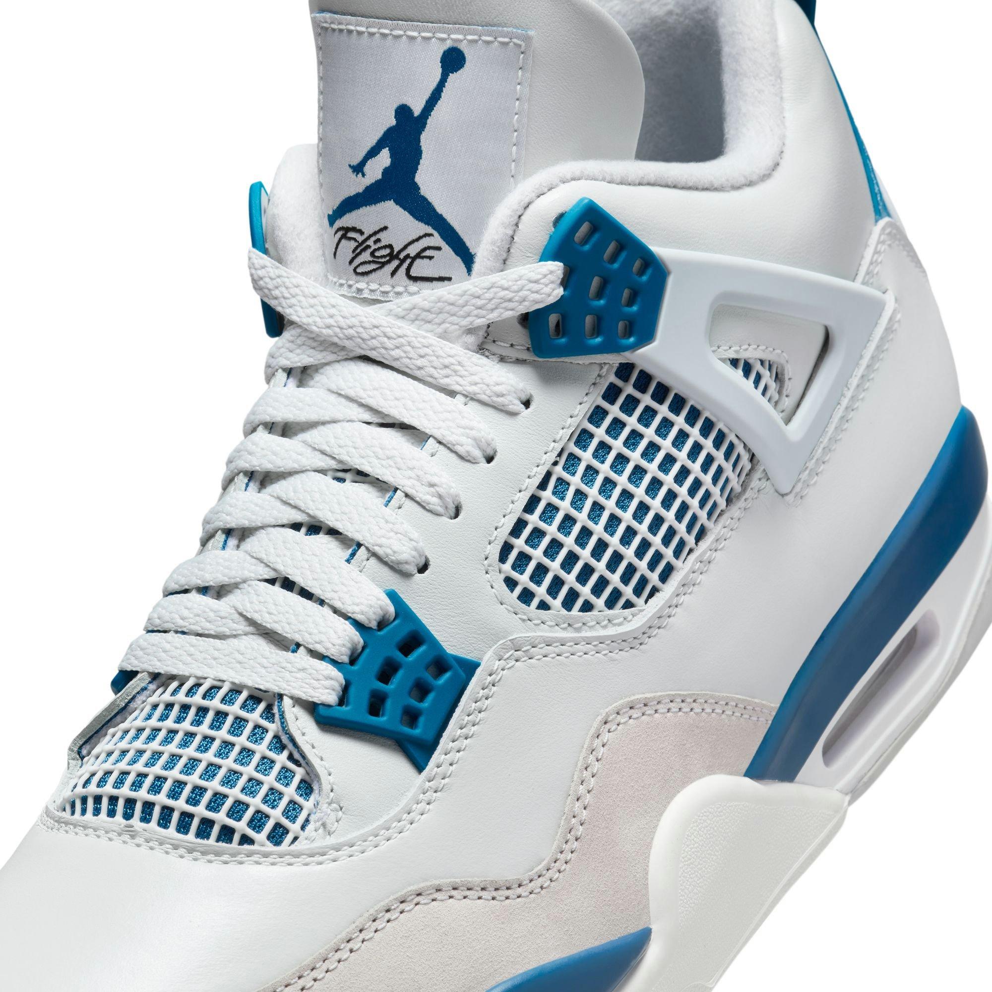 Jordan 4 Retro "Industrial Blue" Men's Shoe - OFF WHITE/MILITARY BLUE/NEUTRAL GREY Thumbnail View 4