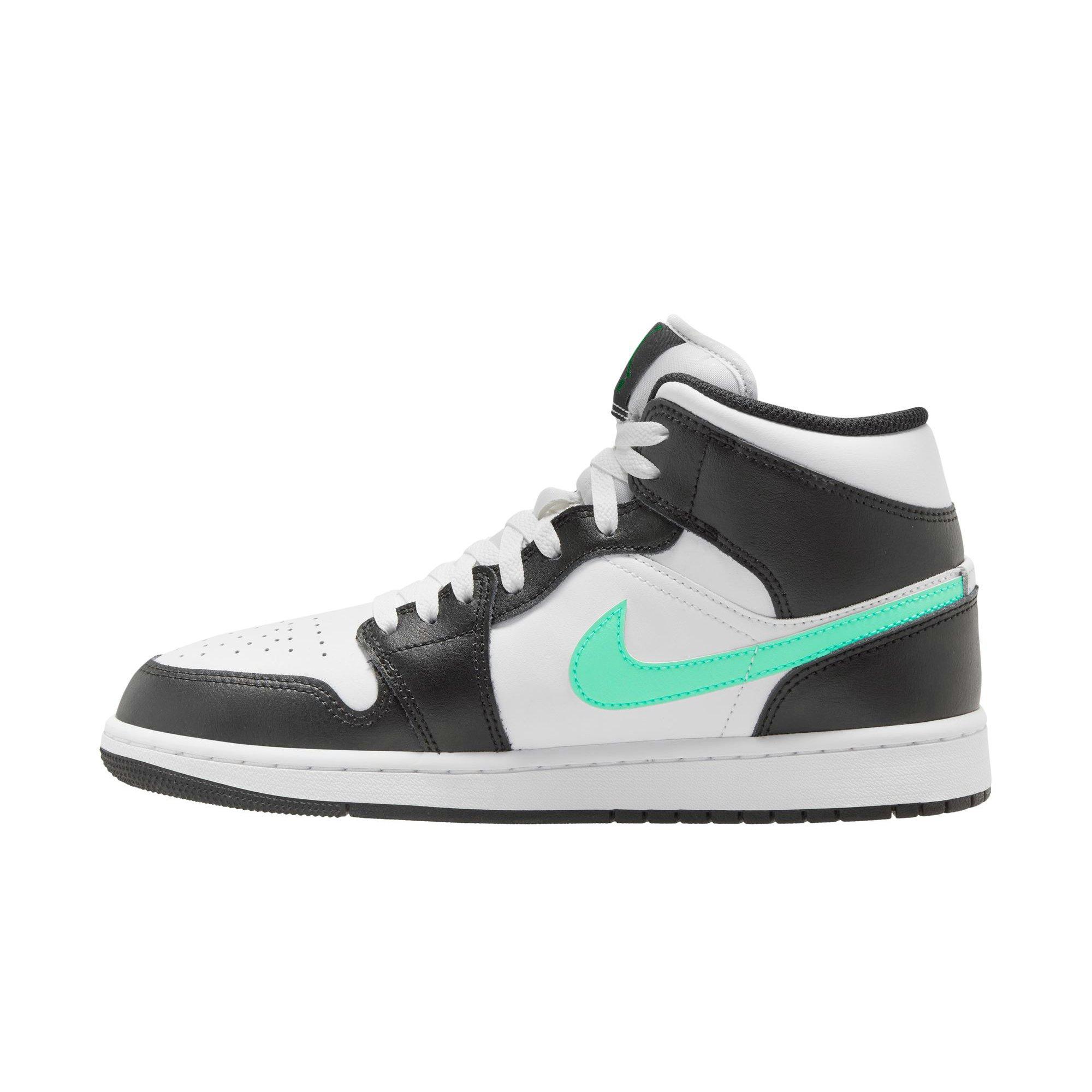 Jordan 1 Mid Men's "White/Green Glow/Black" Shoe