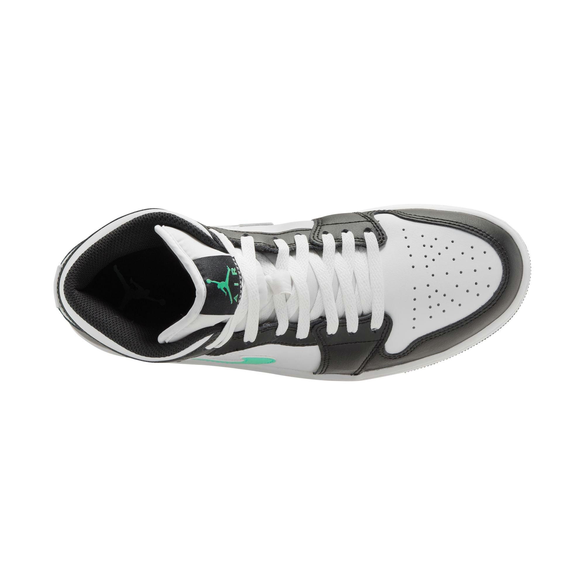 Jordan 1 Mid Men's "White/Green Glow/Black" Shoe