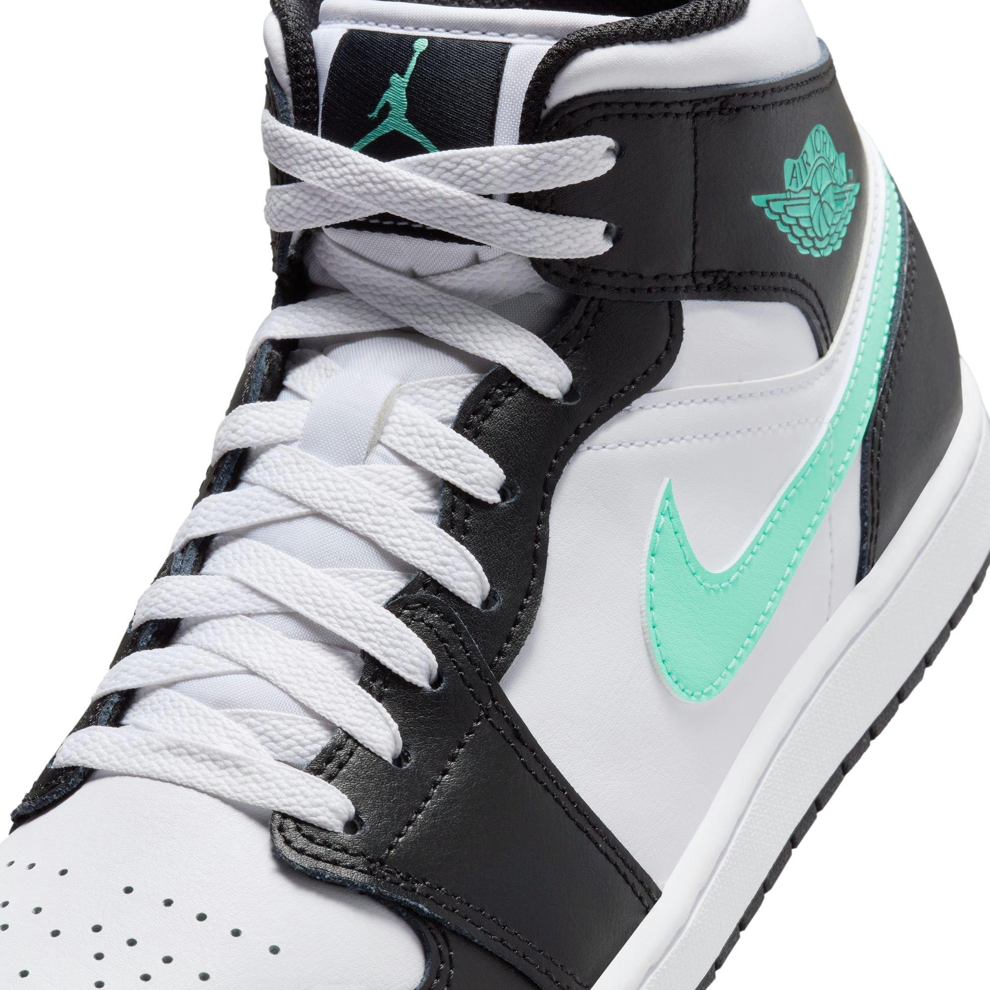 Jordan 1 Mid Men's "White/Green Glow/Black" Shoe