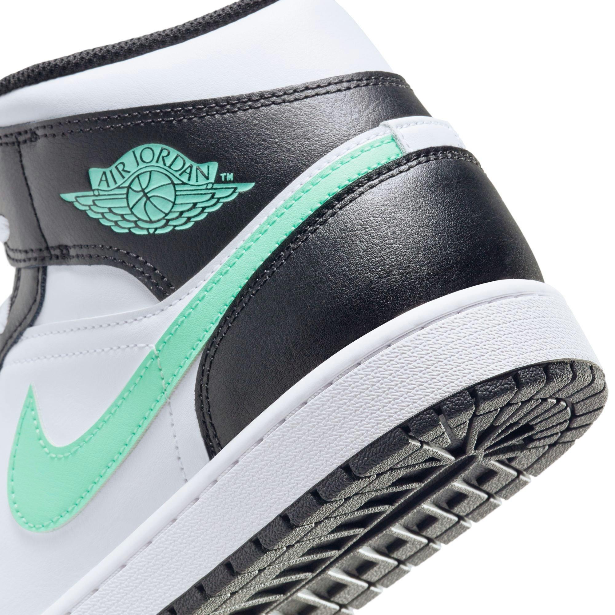 Jordan 1 Mid Men's "White/Green Glow/Black" Shoe