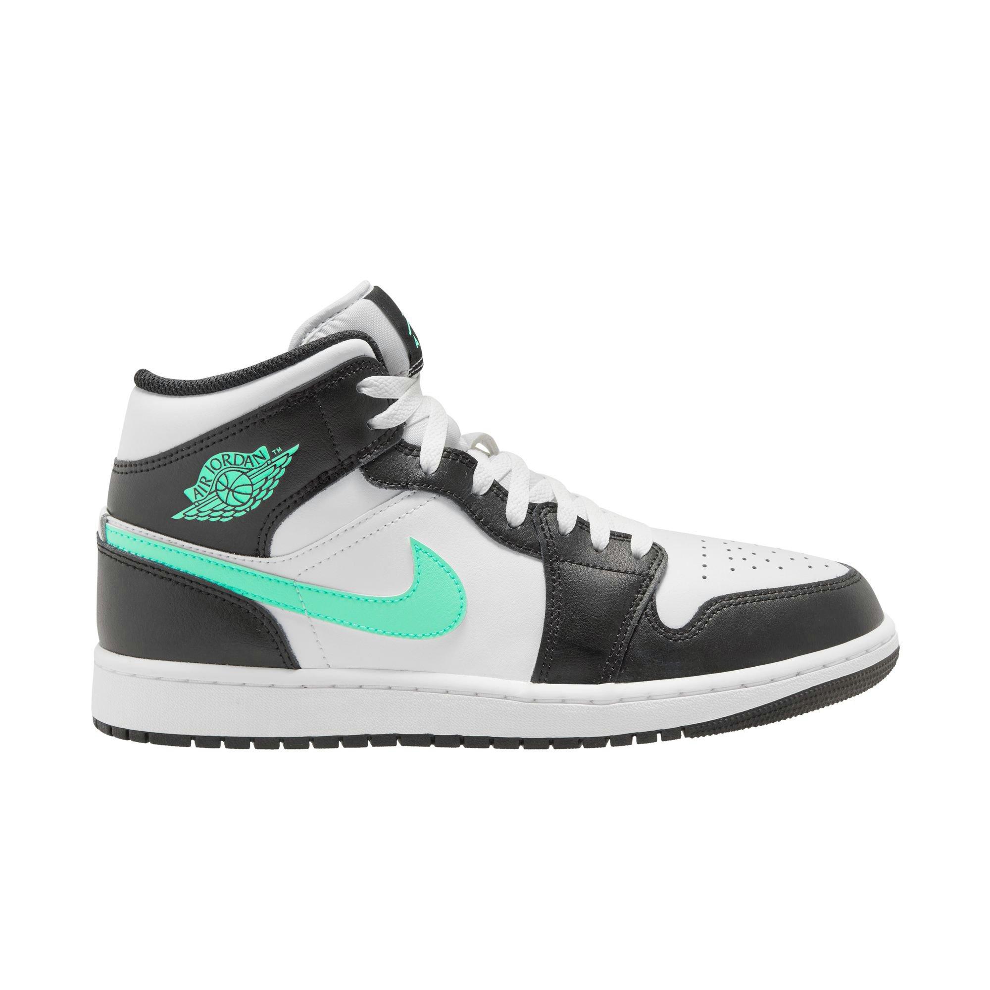 Jordan 1 Mid "White/Green Glow/Black" Men's Shoe - WHITE/GREEN