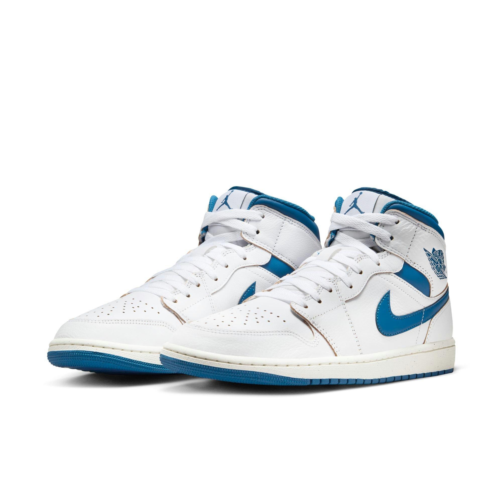 Jordan 1 Mid SE "White/Industrial Blue/Sail" Men's Shoe - WHITE/BLUE Thumbnail View 5