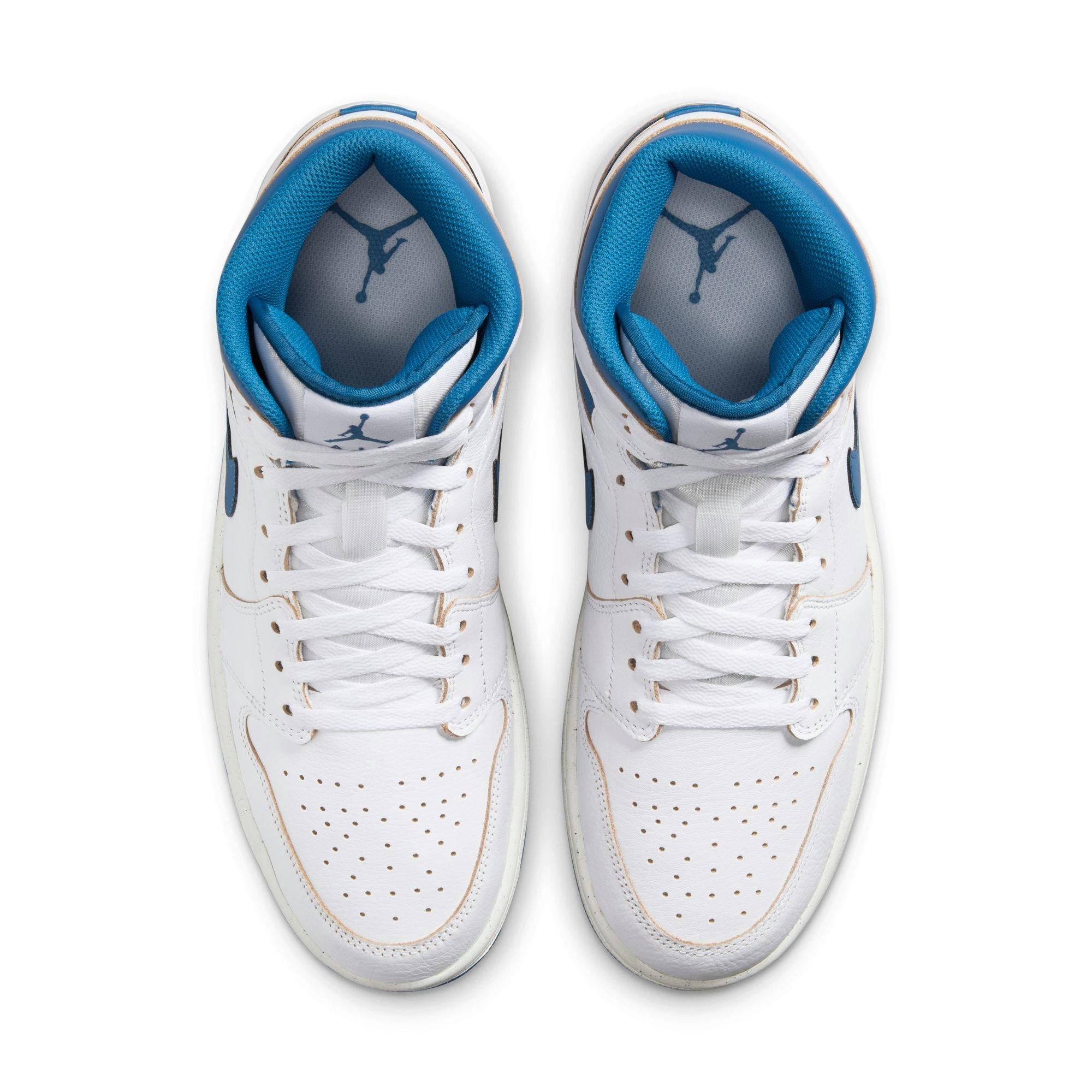 Jordan 1 Mid SE "White/Industrial Blue/Sail" Men's Shoe - WHITE/BLUE Thumbnail View 7
