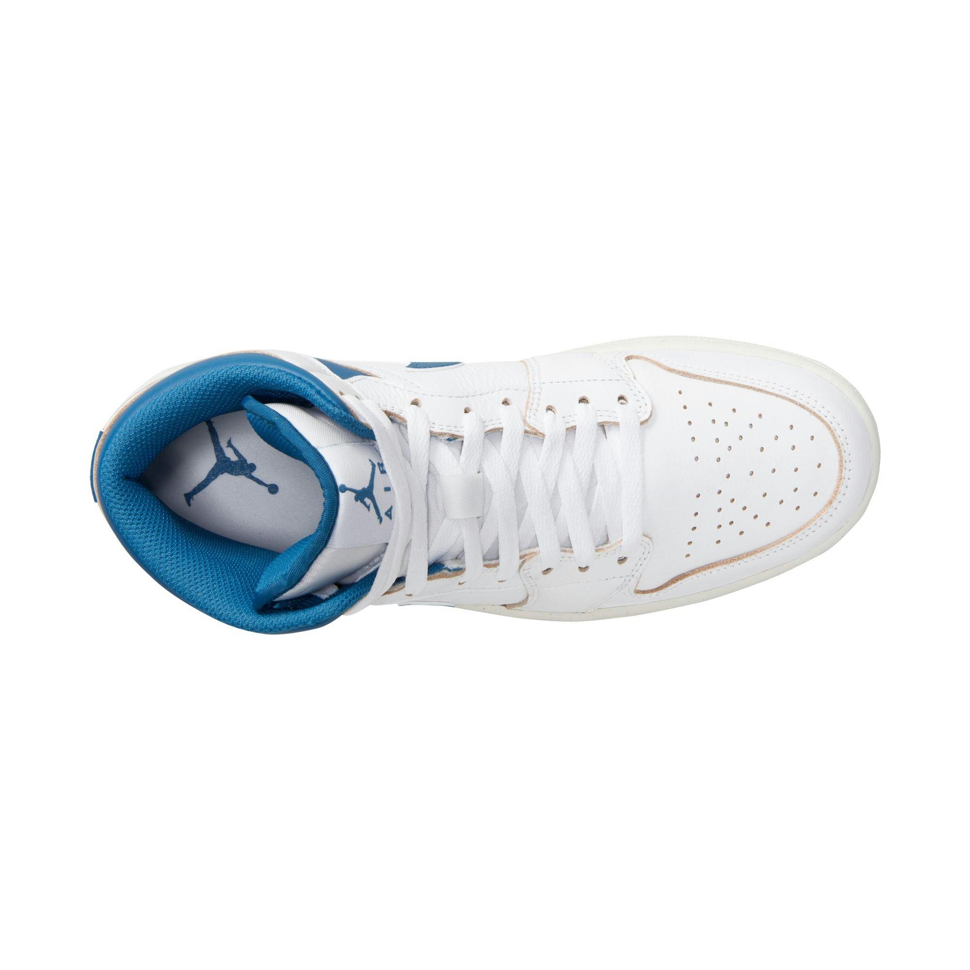 Jordan 1 Mid SE "White/Industrial Blue/Sail" Men's Shoe - WHITE/BLUE Thumbnail View 8