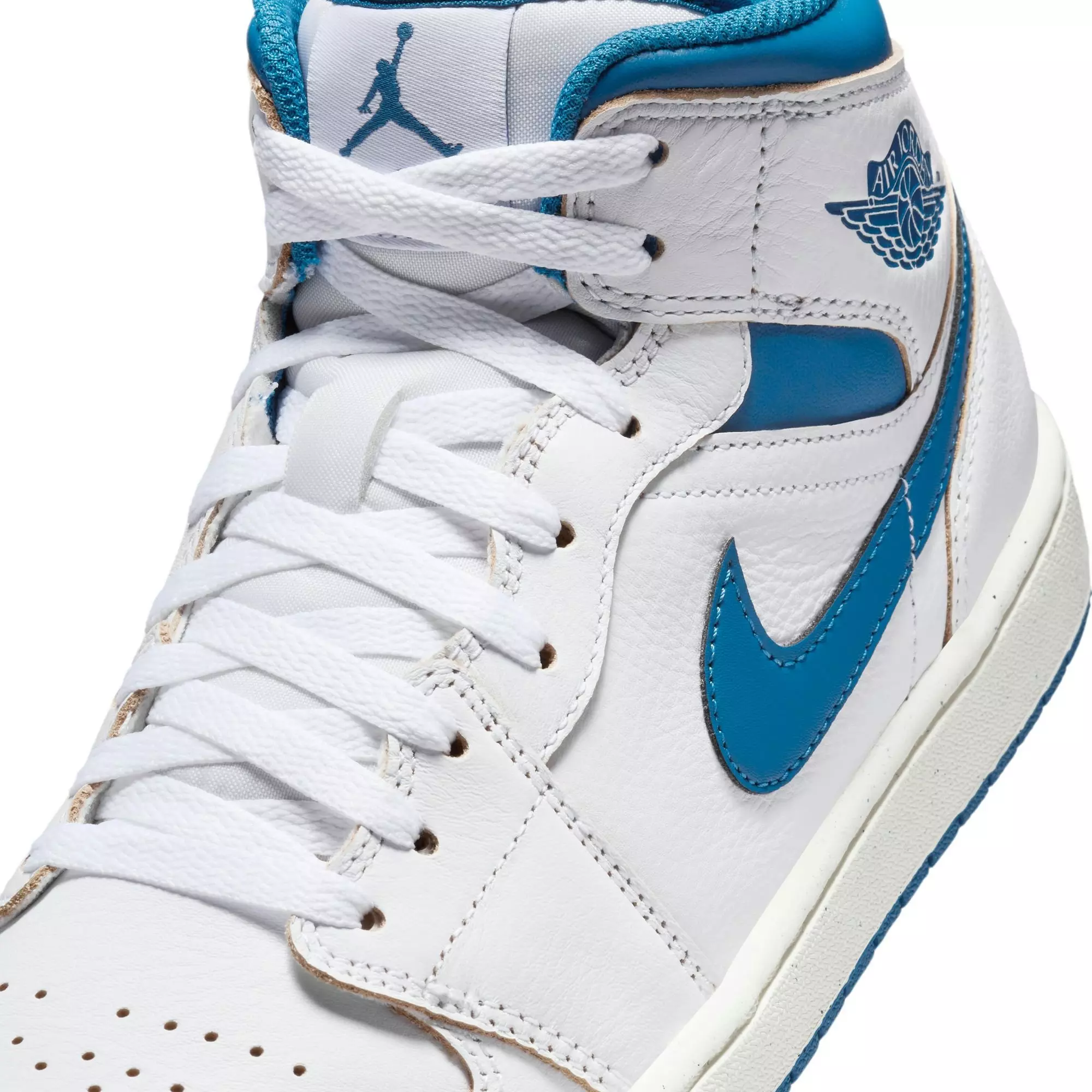 Jordan 1 Mid SE "White/Industrial Blue/Sail" Men's Shoe - WHITE/BLUE