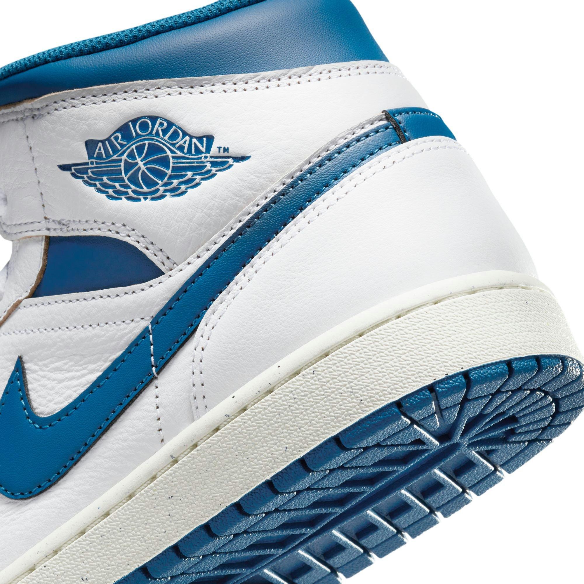 Jordan 1 Mid SE "White/Industrial Blue/Sail" Men's Shoe - WHITE/BLUE Thumbnail View 11