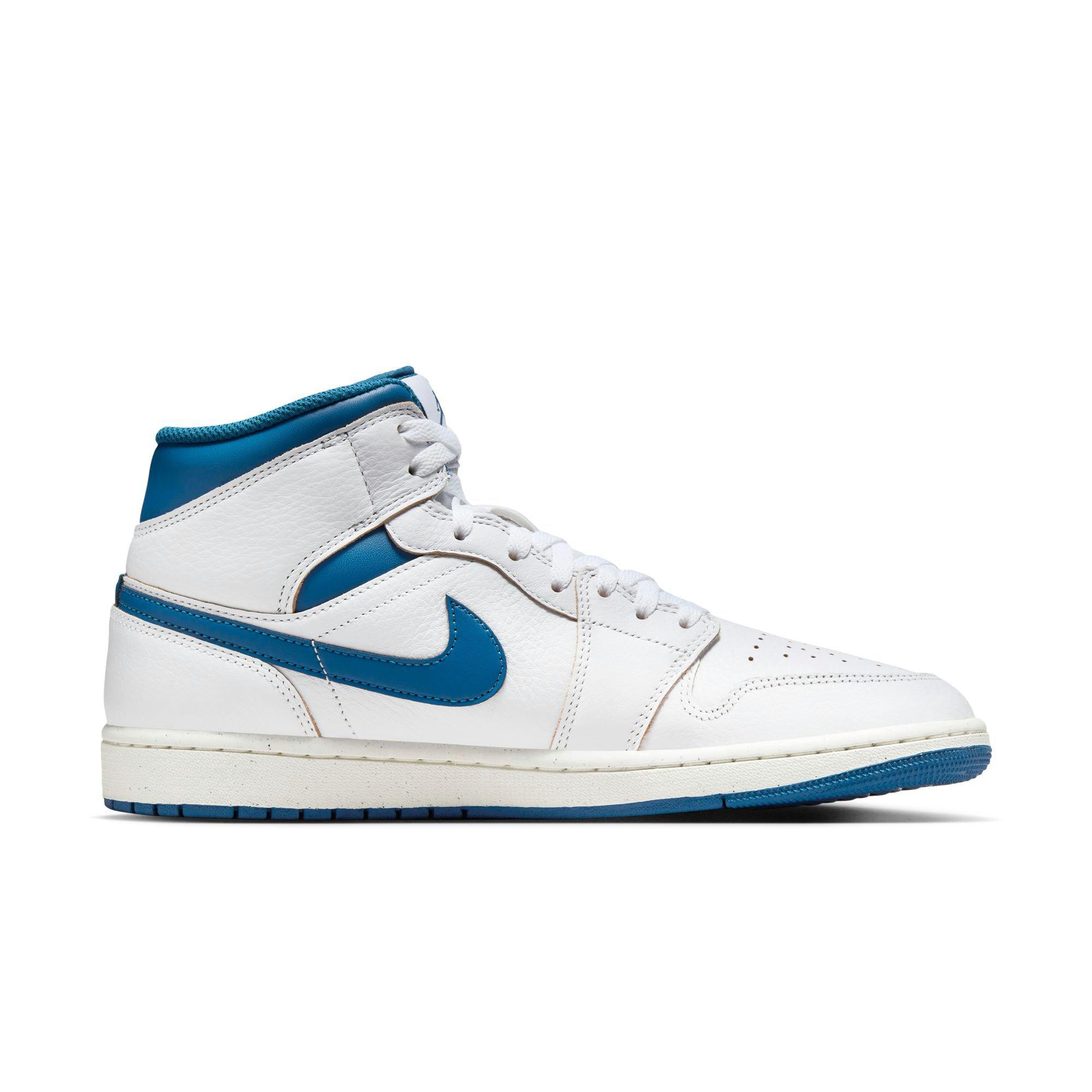Jordan 1 Mid SE "White/Industrial Blue/Sail" Men's Shoe - WHITE/BLUE Thumbnail View 2