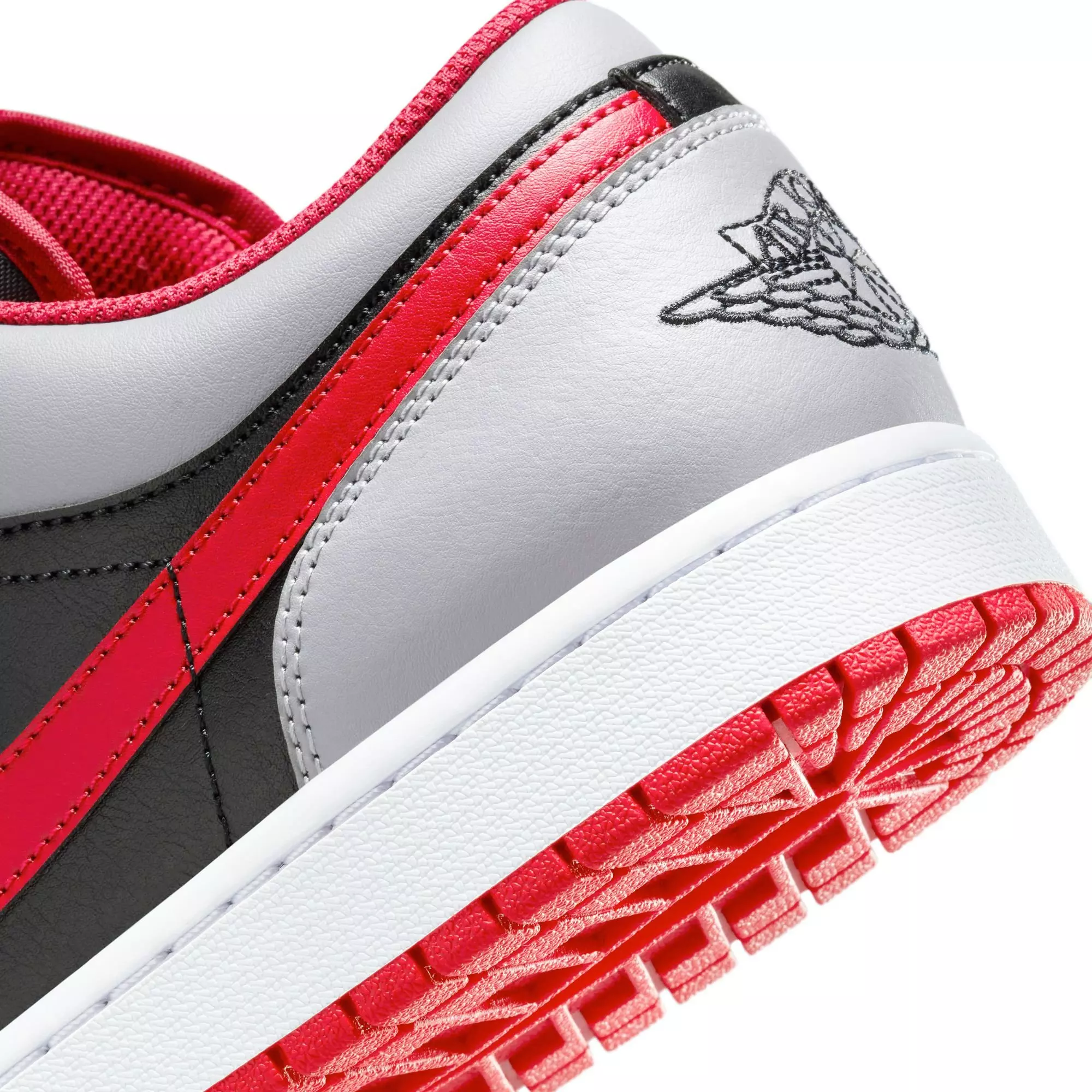 Jordan 1 Low "Black/Fire Red/Cement Grey/White" Men's Shoe - BLACK/GREY/RED