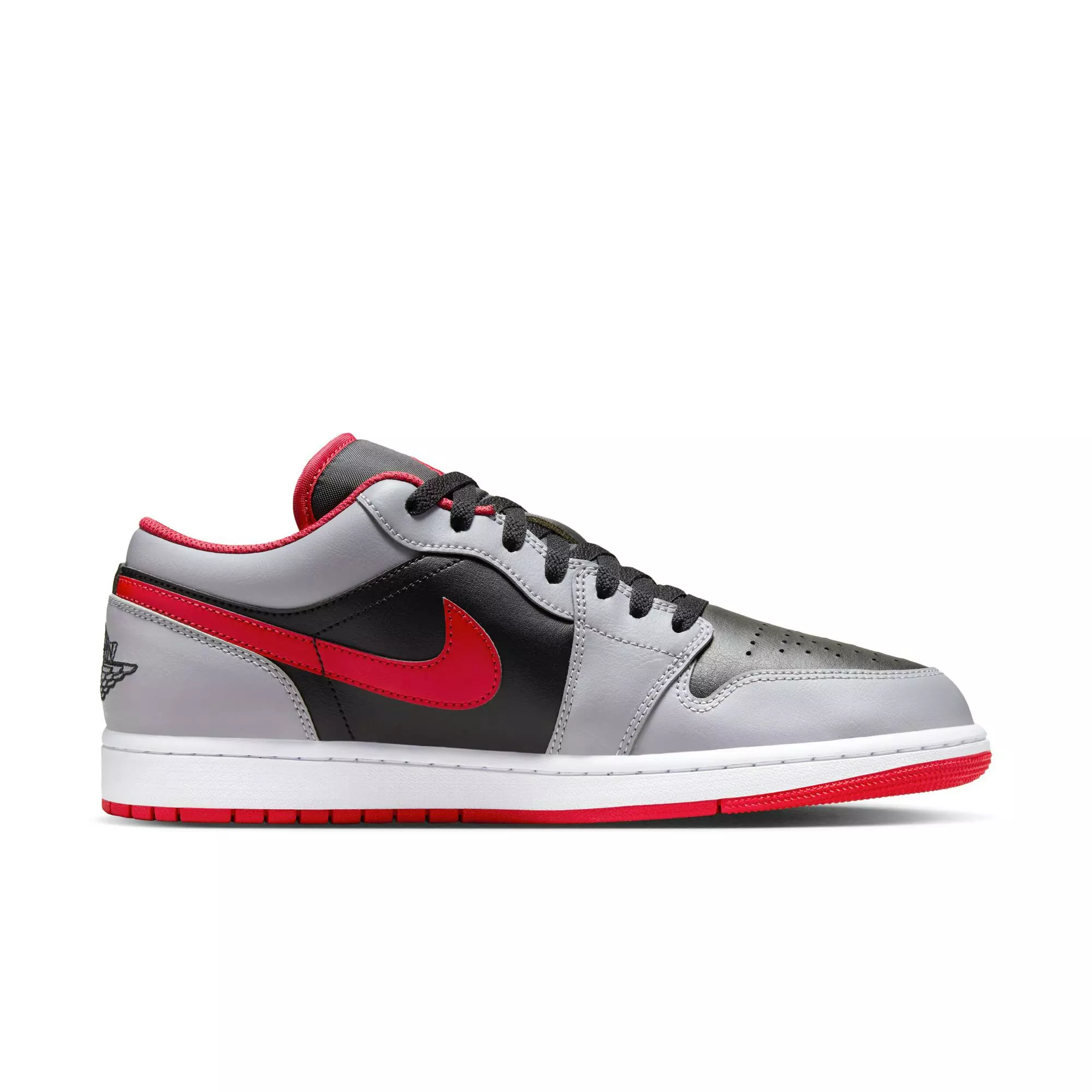 Jordan 1 Low "Black/Fire Red/Cement Grey/White" Men's Shoe - BLACK/GREY/RED