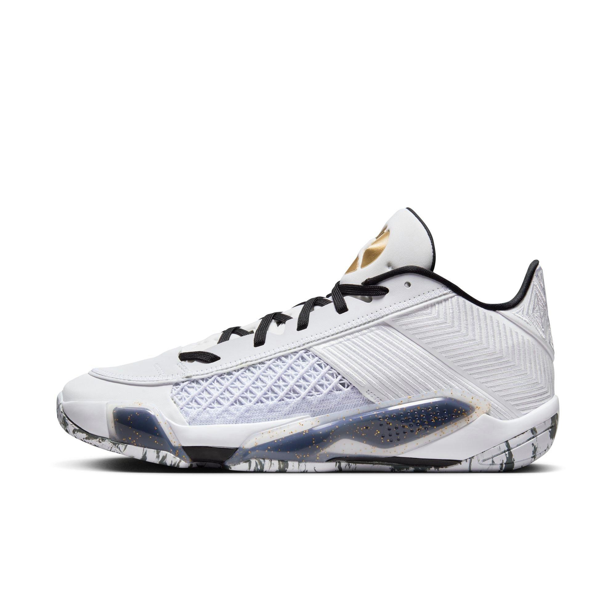 Jordan XXXVIII Low "Marble" Men's Basketball Shoe - WHITE/METALLIC GOLD/BLACK Thumbnail View 6